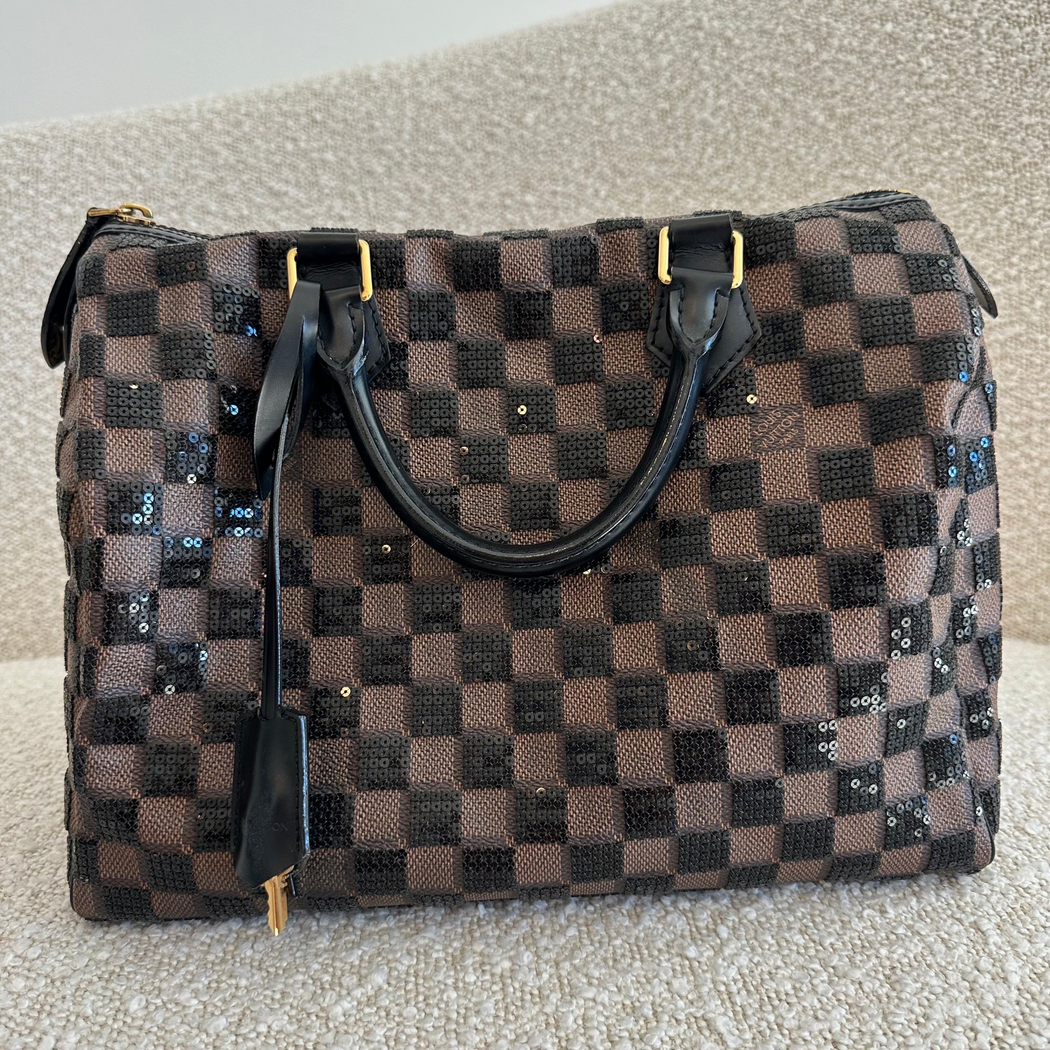 Pre-owned Louis Vuitton Speedy 30 Sequin Paillettes Brown Bag