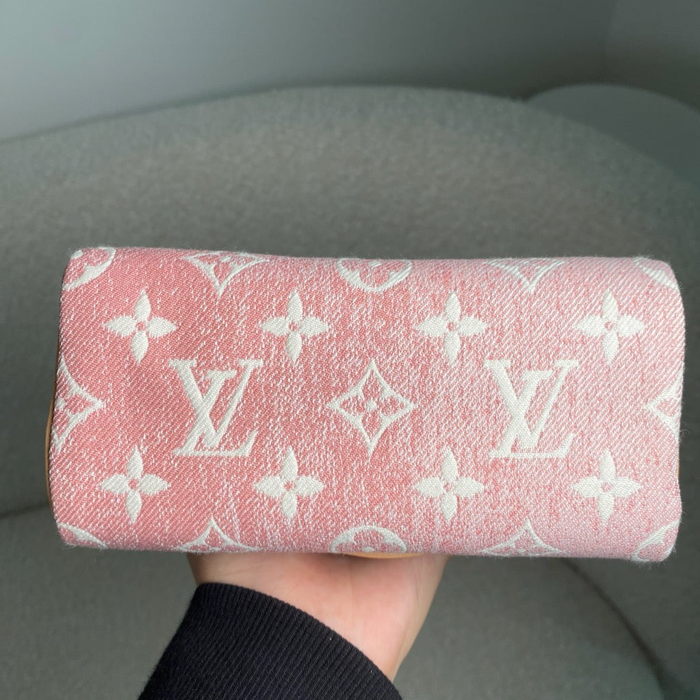 Pre-owned LOUIS VUITTON Pink Denim Monogram Nano Speedy Bag