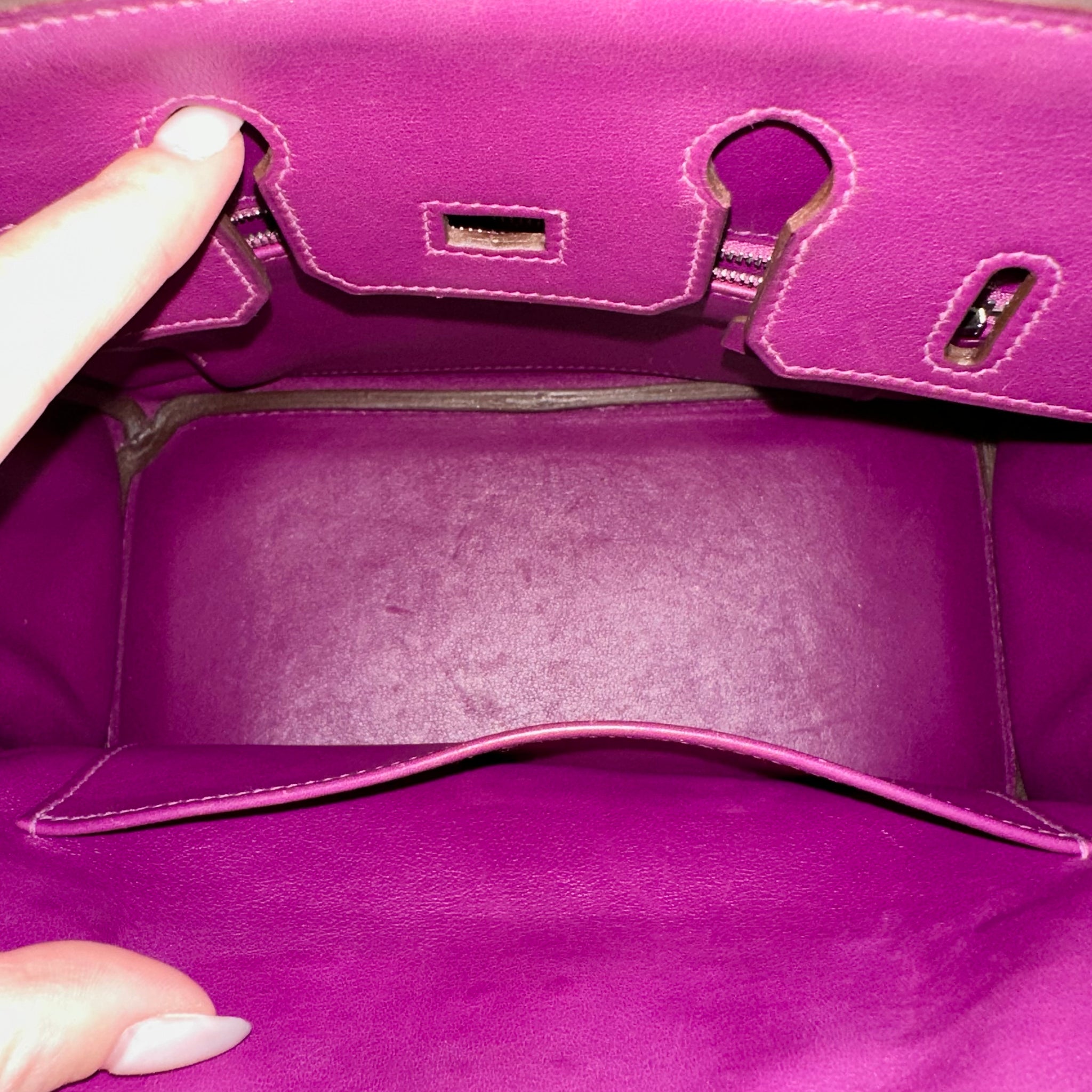Pre-owned Hermes Birkin 25 Anemone Swift Palladium – Beccas Bags