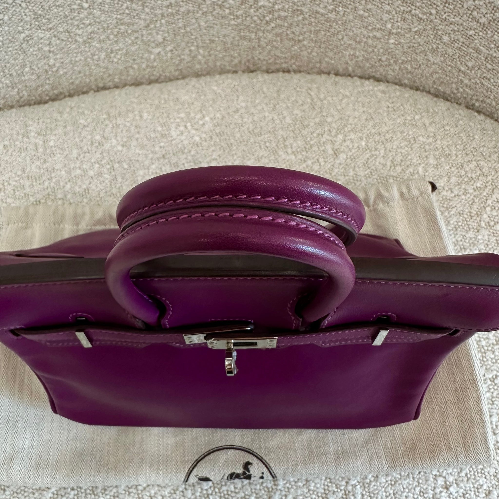 Pre-owned Hermes Birkin 25 Anemone Swift Palladium – Beccas Bags