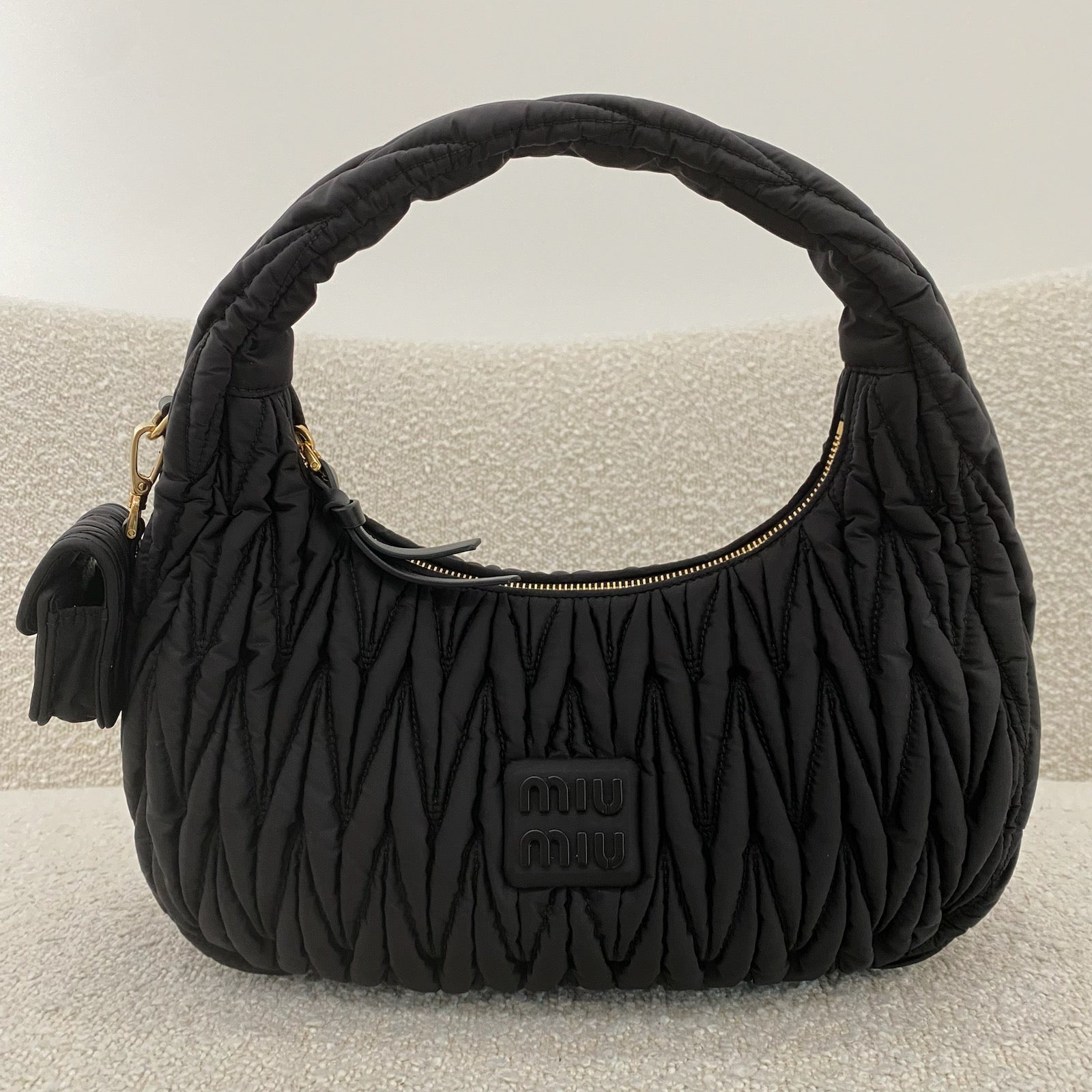 Pre-owned MIU MIU Matelassé Nylon Shoulder Bag Black – Beccas Bags