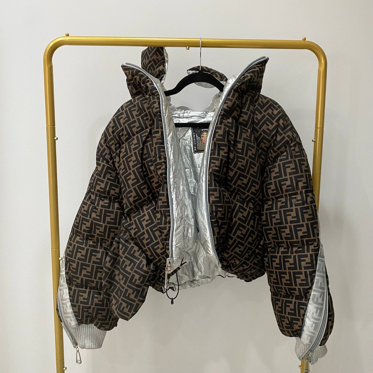 Pre-owned FENDI Nicki Minaj FF Logo Reversible Down Puffer Jacket