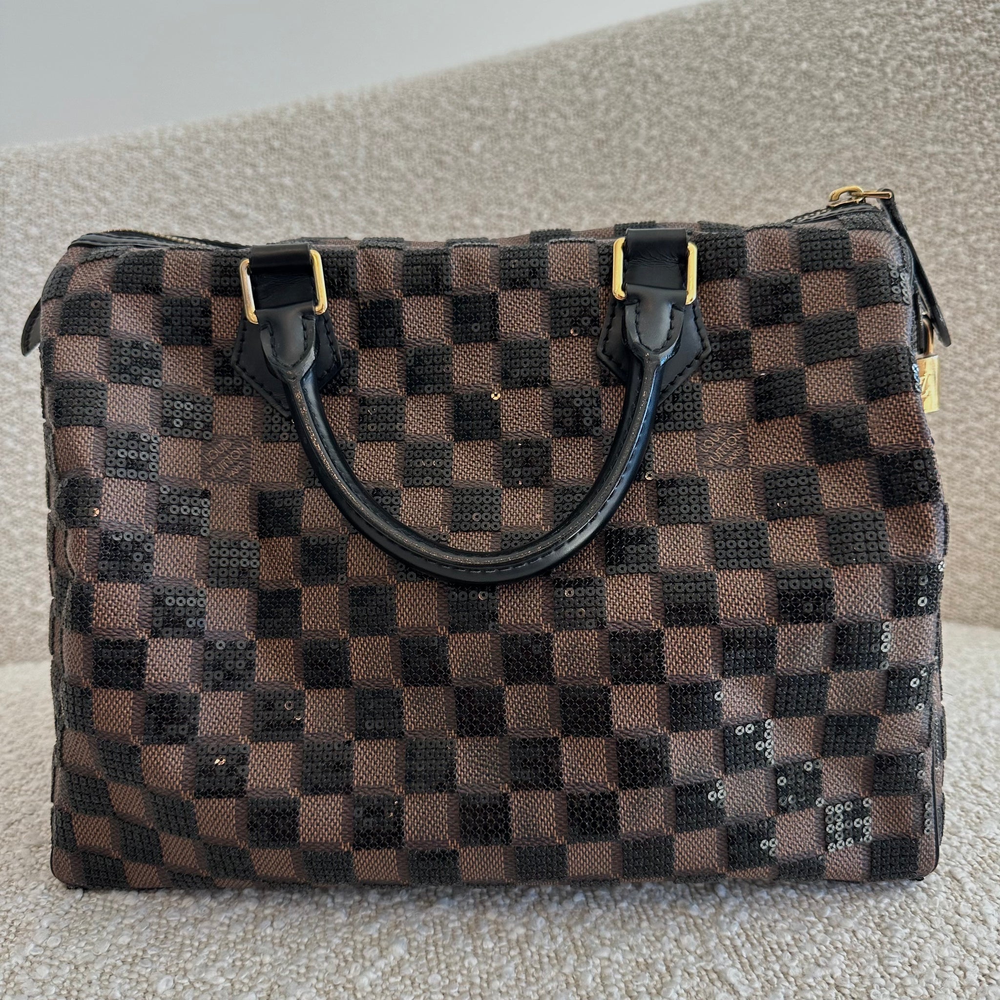 Pre-owned Louis Vuitton Speedy 30 Sequin Paillettes Brown Bag