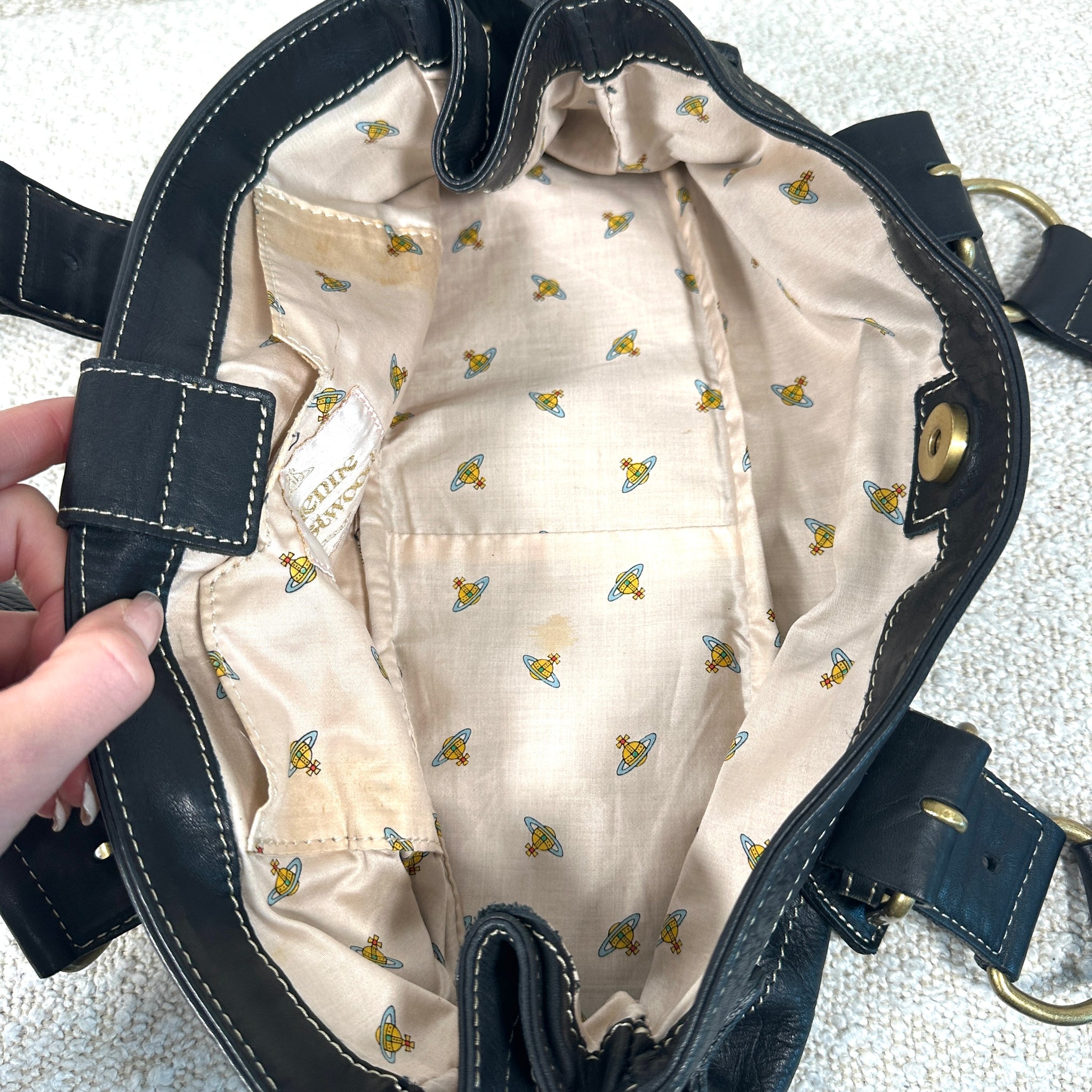 Pre-owned Vivienne Westwood Orb Black Leather Bag – Beccas Bags