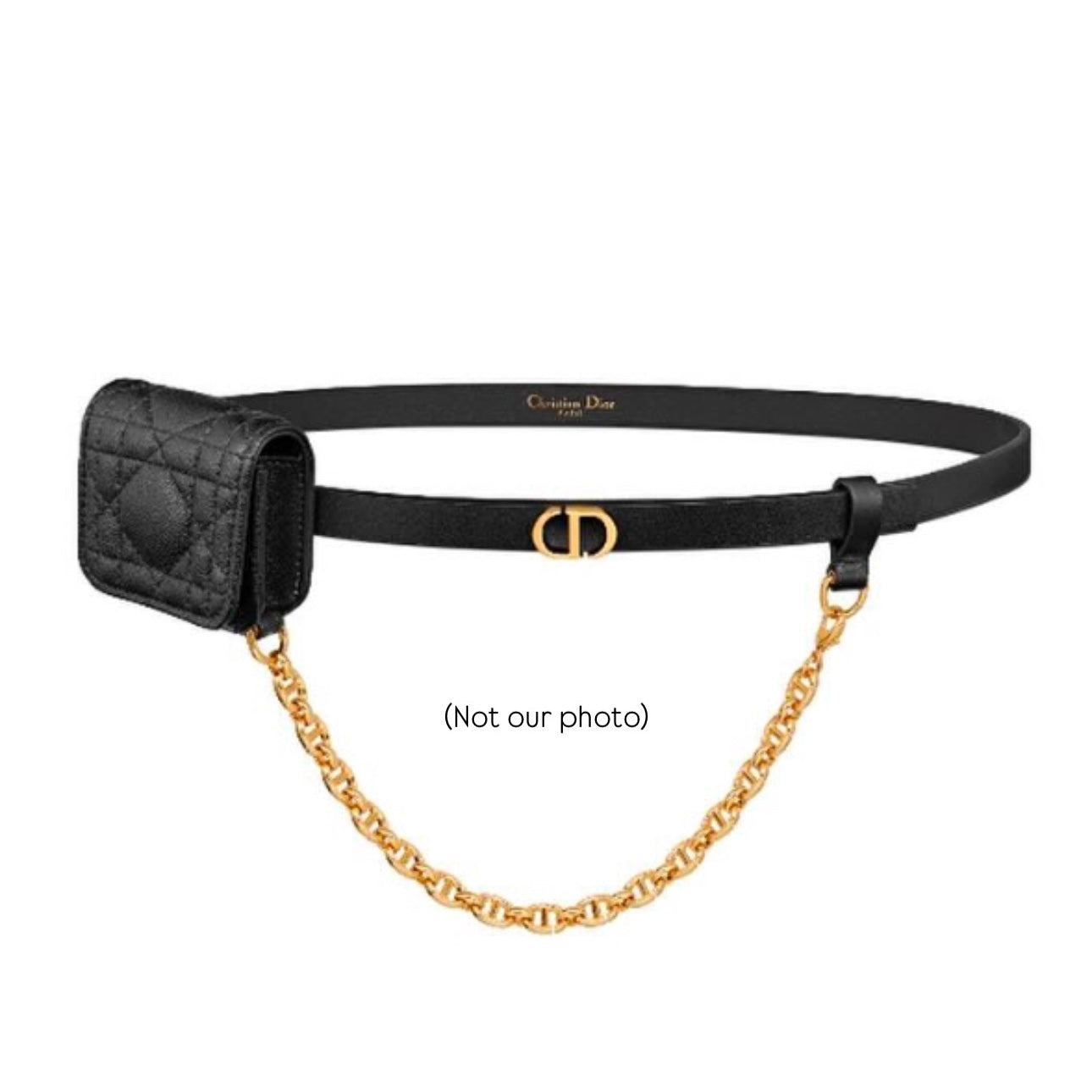 Pre-owned Dior Caro Belt with Black Smooth Calfskin Pouch 15  display picture 2