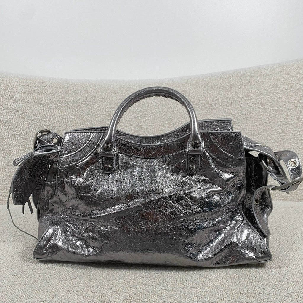 Pre-owned Balenciaga Small Neo Cagole City Bag Steel Grey – Beccas
