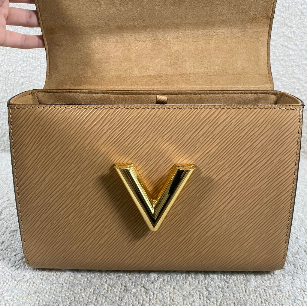 Pre-owned Louis Vuitton Twist MM Bag Camel Light Epi Leather Gold