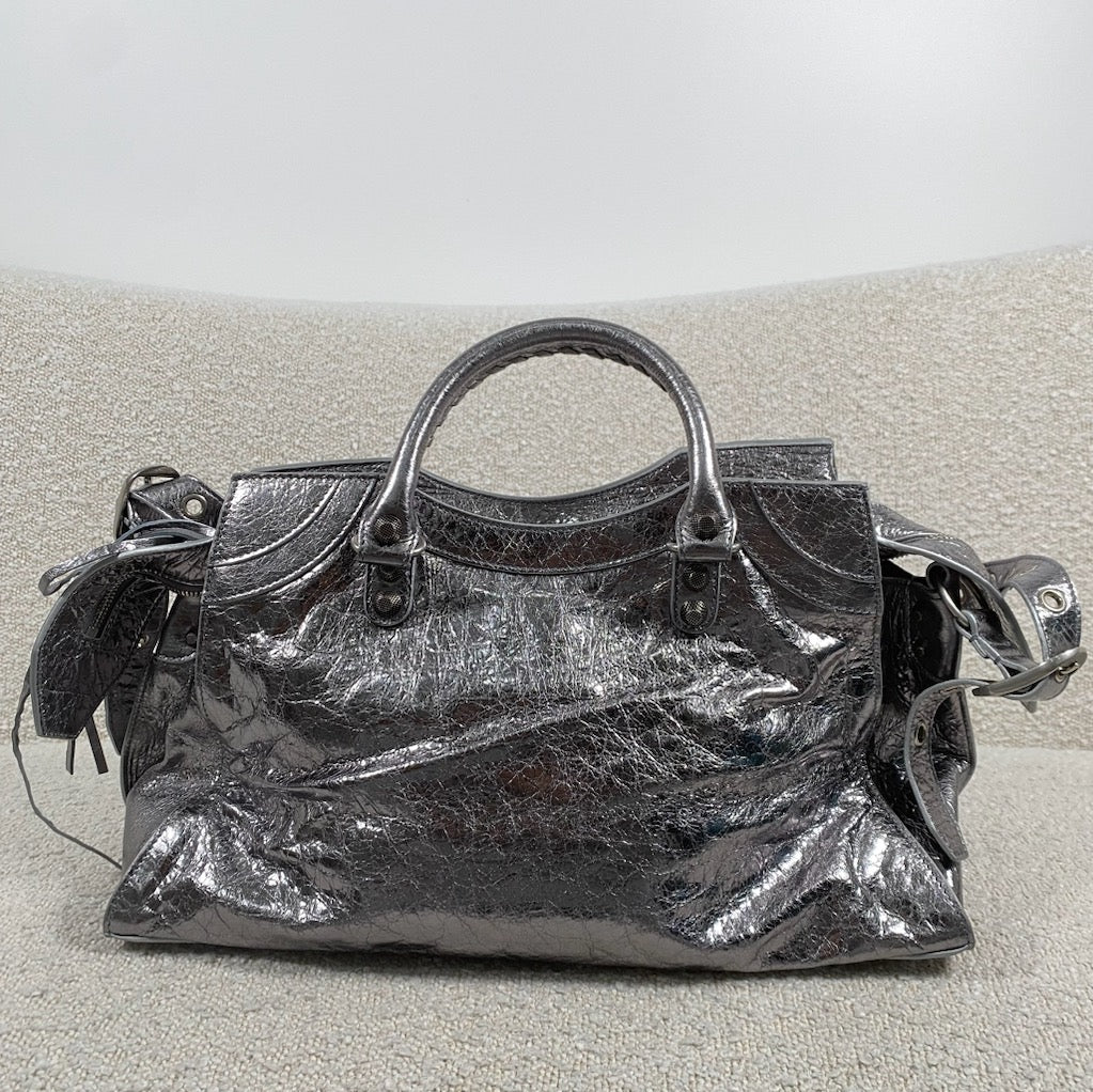 Balenciaga ニコラ期 CITY ボディバック グレー Pre-owned Balenciaga Small Neo Cagole City Bag Steel Grey – Beccas
