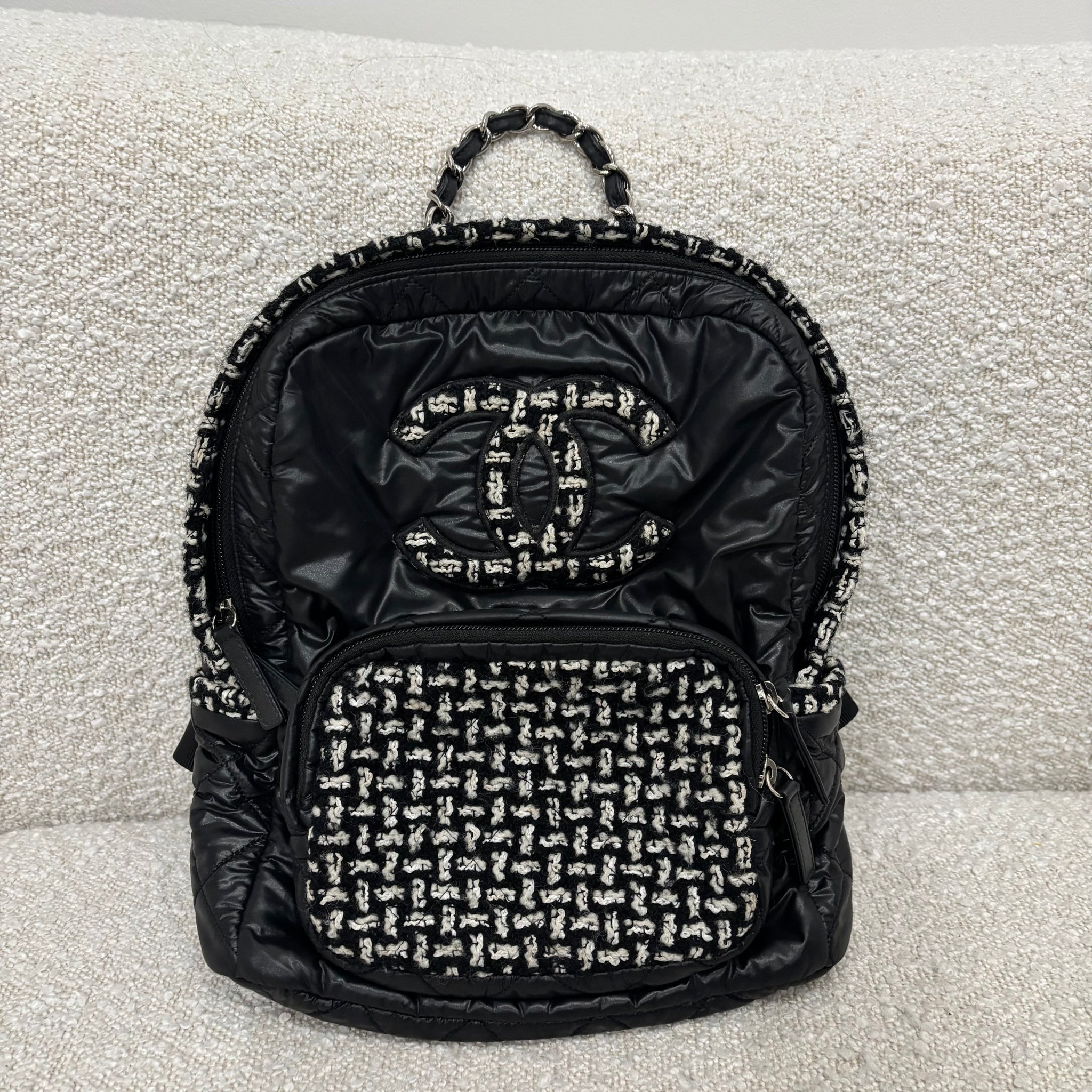 Pre-owned CHANEL Chanel Nylon Tweed Backpack – Beccas Bags display picture 3