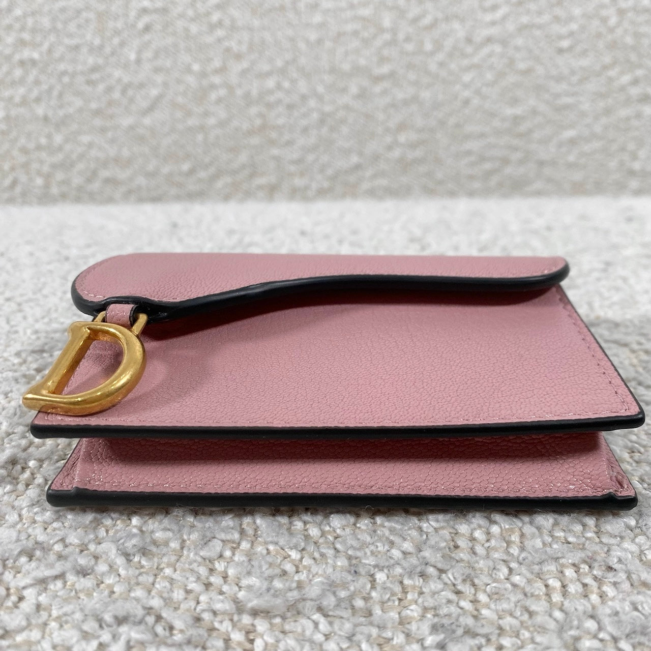 Pre-owned Dior Saddle Bloom Card Holder Antique Pink Goatskin 