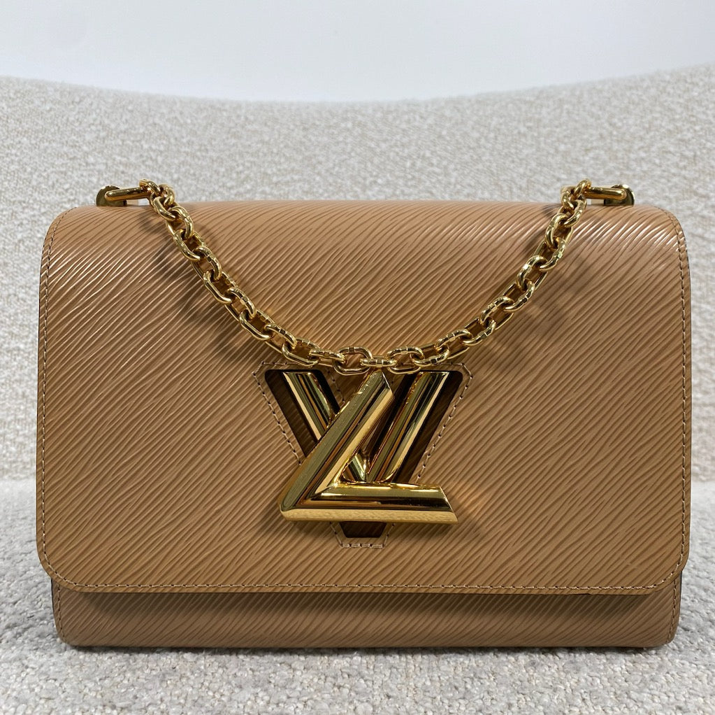 Pre-owned Louis Vuitton Twist MM Bag Camel Light Epi Leather Gold