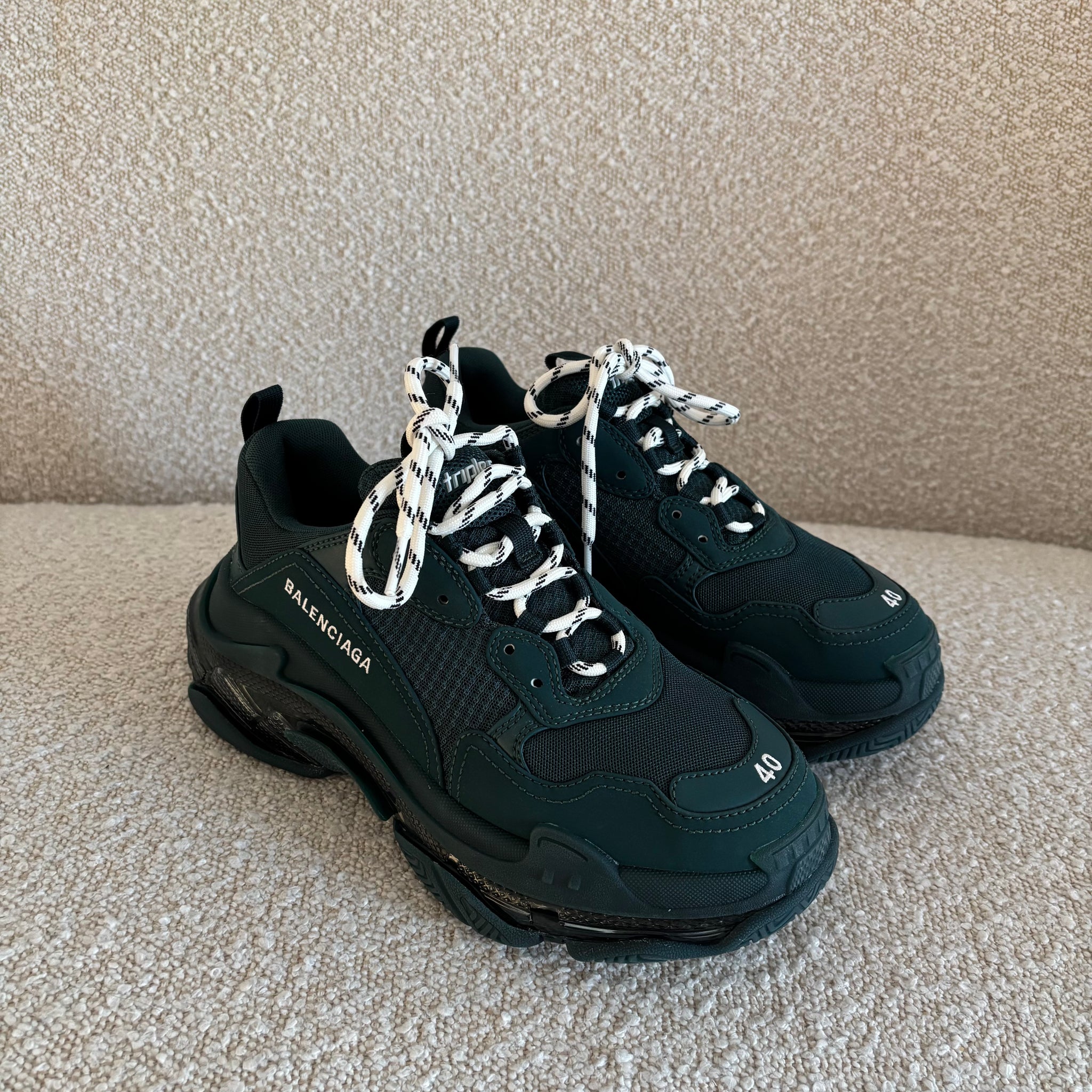 Balenciaga Triple S Balenciaga Black Green Shoes Pre-owned