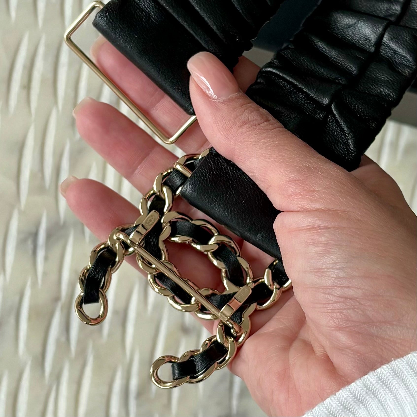 Pre-Loved Chanel CC Lambskin Woven Chain Belt CHANEL 2008 Black Satin Braid Signature Woven Chain Link CC  main image 4