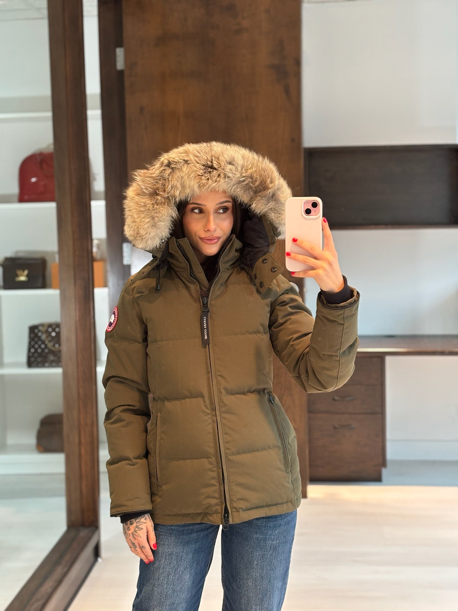 Pre-owned Canada Goose 3804L Chelsea Parka Heritage Military Green 