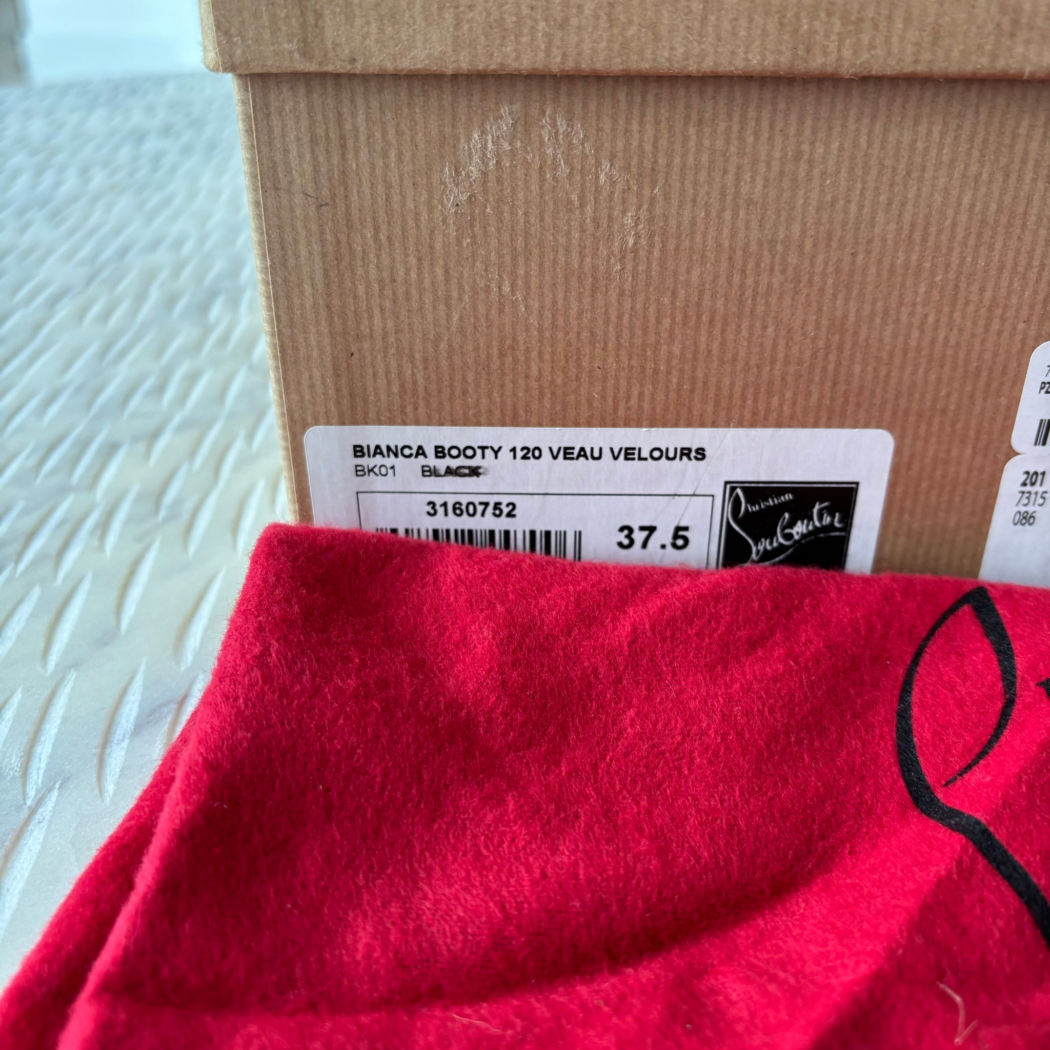 Pre-owned Christian Louboutin Bianca Booty 120 Veau Velours Size 