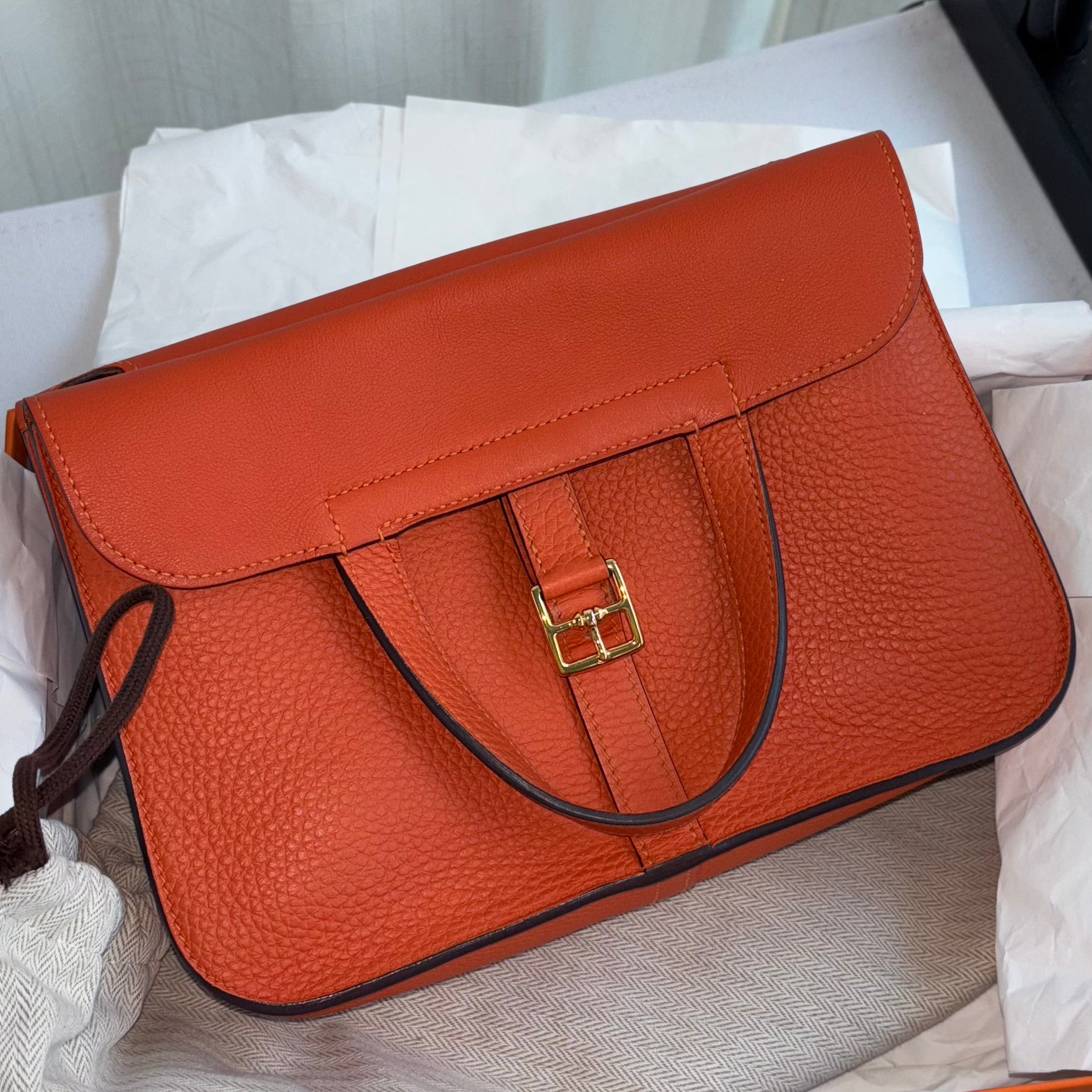Pre-owned Hermes Halzan 25 Bag Feu – Beccas Bags
