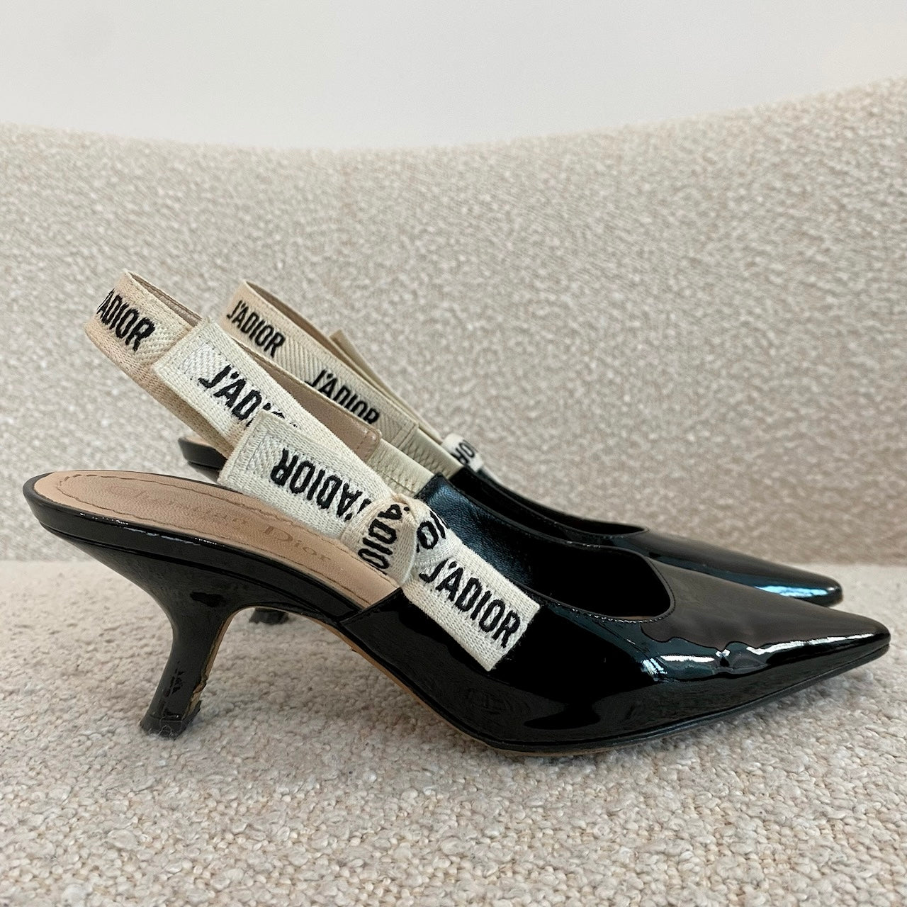 Pre-owned Dior J'adior Kitten Heels Black Patent 36 – Beccas