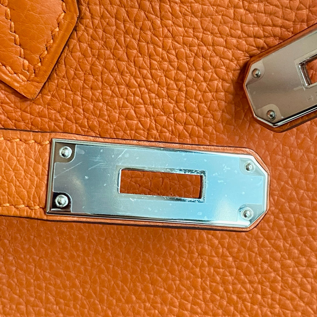 Pre-owned Hermes Birkin Bag 35 Feu Orange Togo Palladium Hardware