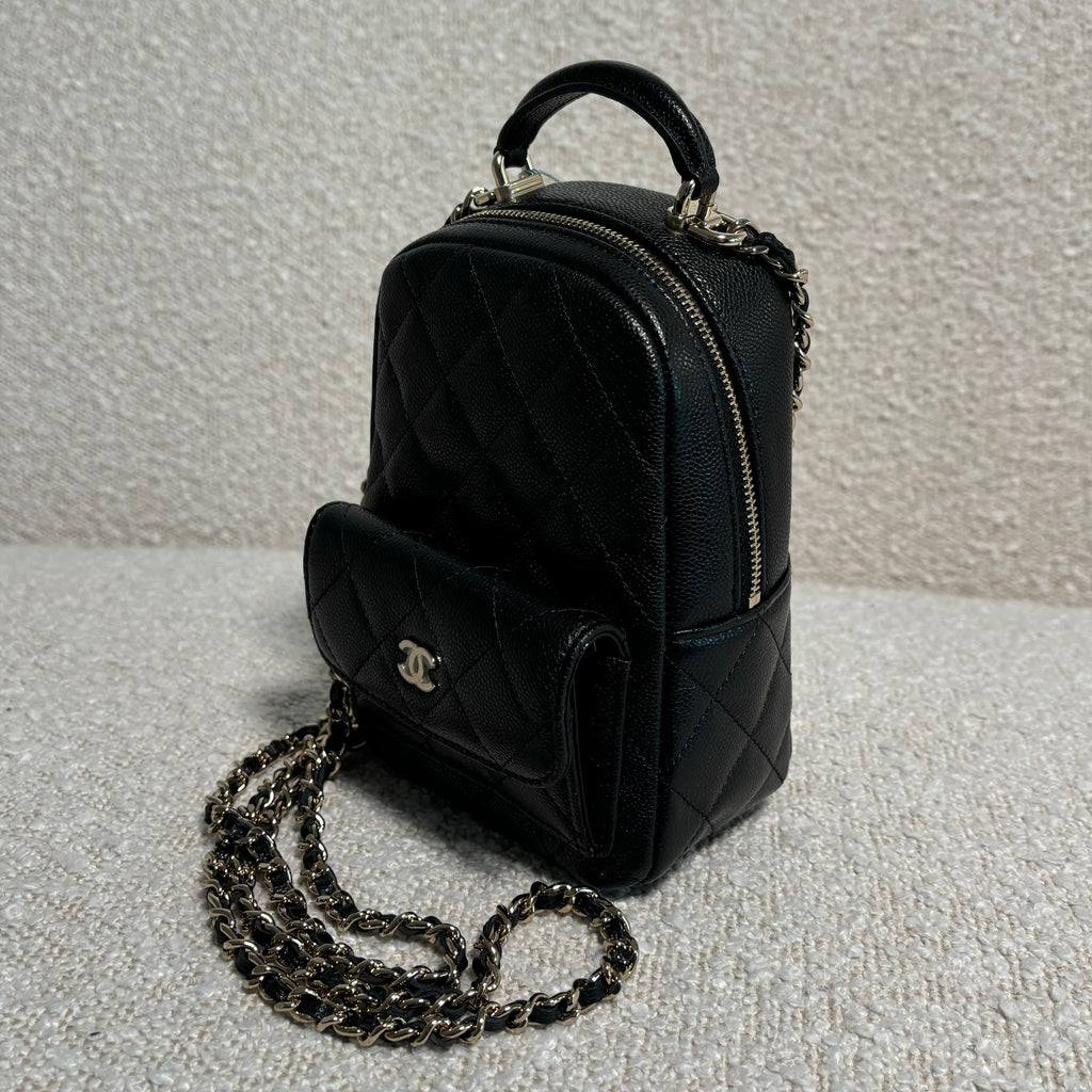 chanel mini backpack 2019 Pre-owned Chanel Black Caviar Mini Backpack – Beccas Bags