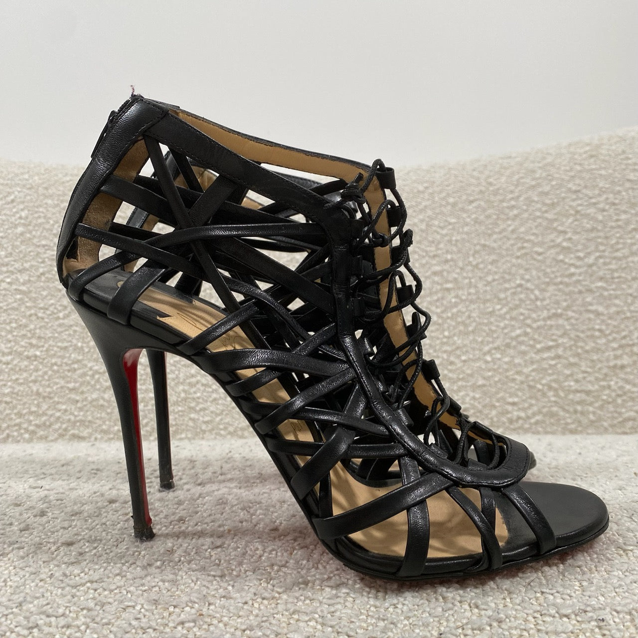 Pre-owned Christian Louboutin Leather Laurence Anyway Sandals Size