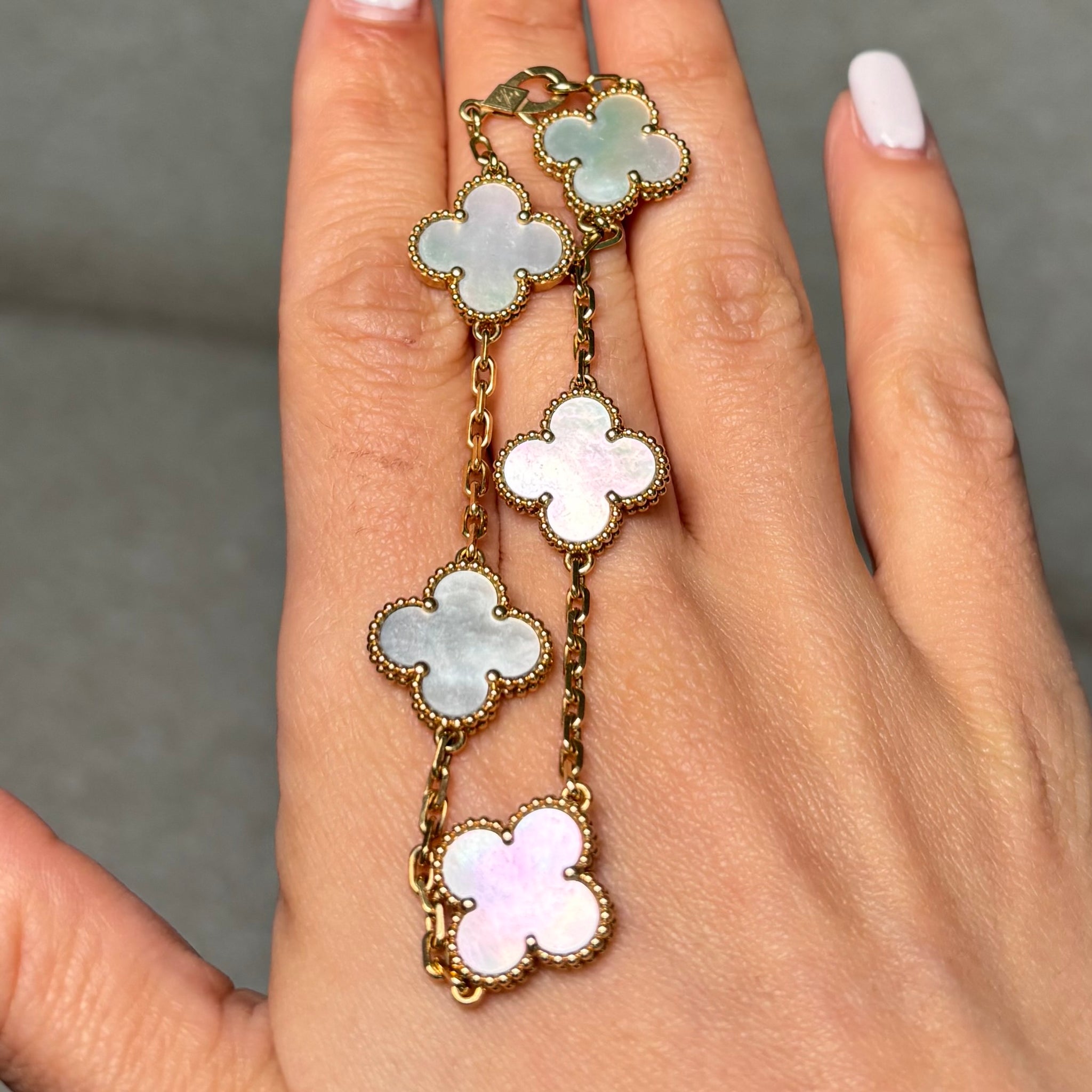 Pre-owned Van Cleef & Arpels 5 Motif Alhambra Bracelet Mother Of