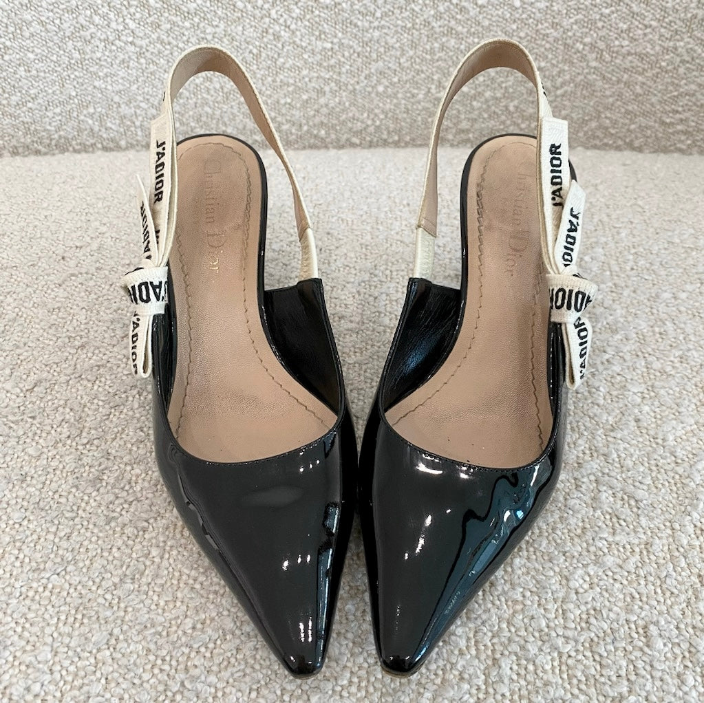 Pre-owned Dior J'adior Kitten Heels Black Patent 36 – Beccas
