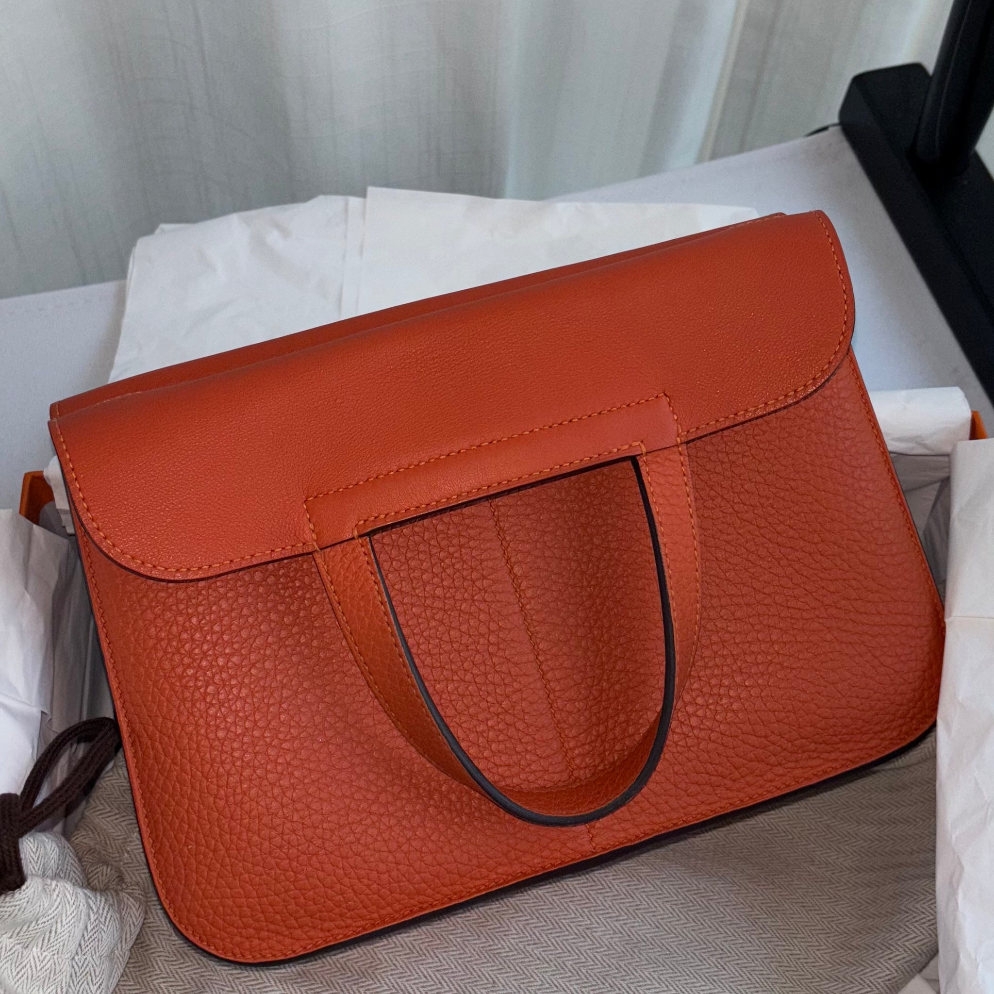 Pre-owned Hermes Halzan 25 Bag Feu – Beccas Bags