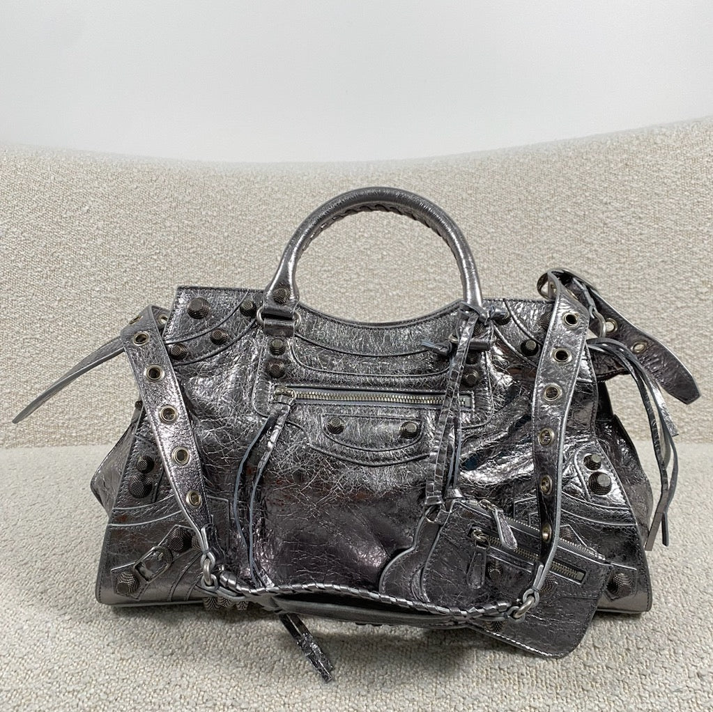 Pre-owned Balenciaga Small Neo Cagole City Bag Steel Grey – Beccas