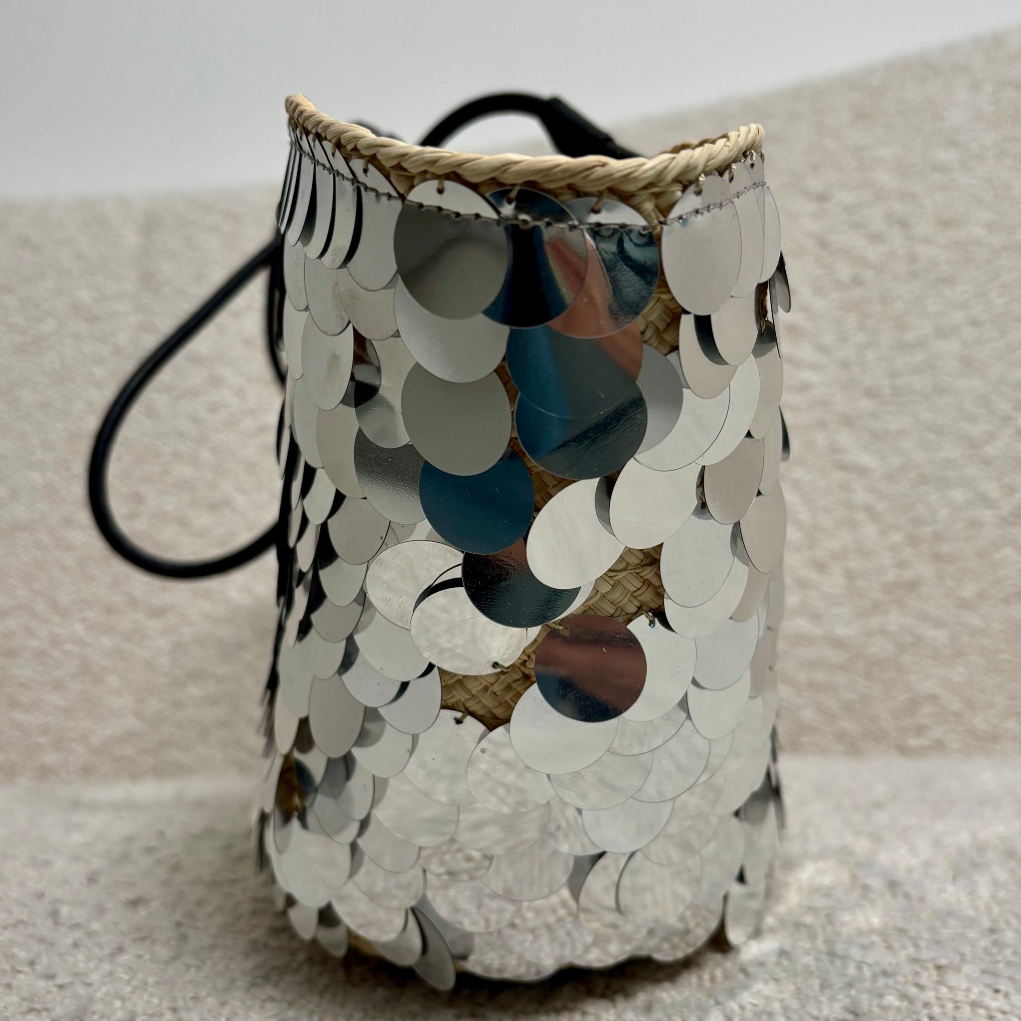 Pre-owned Loewe Paula's Ibiza Small Sequin Anagram Basket Bag