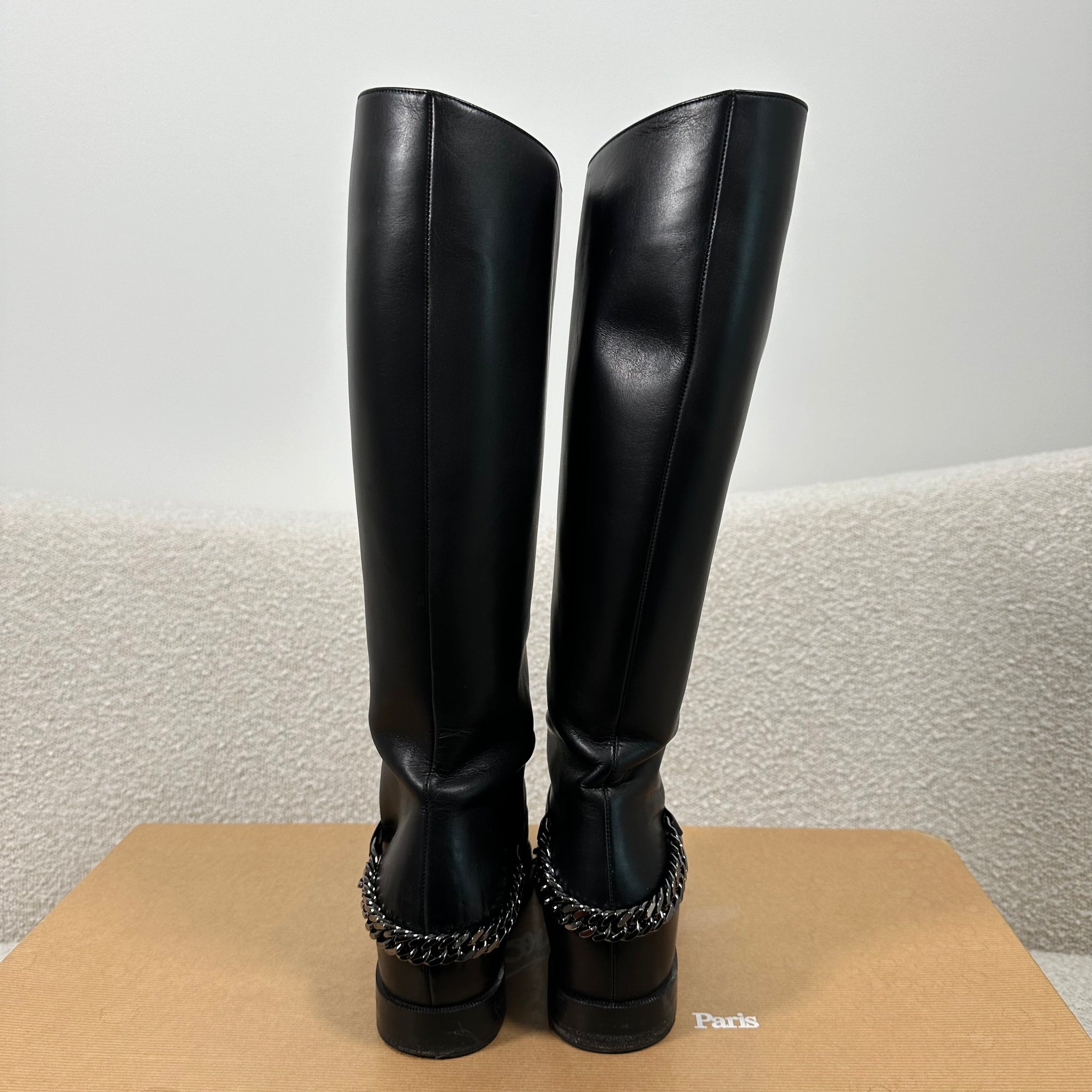 Pre-owned Christian Louboutin Black Cate Riding Boots Size 36