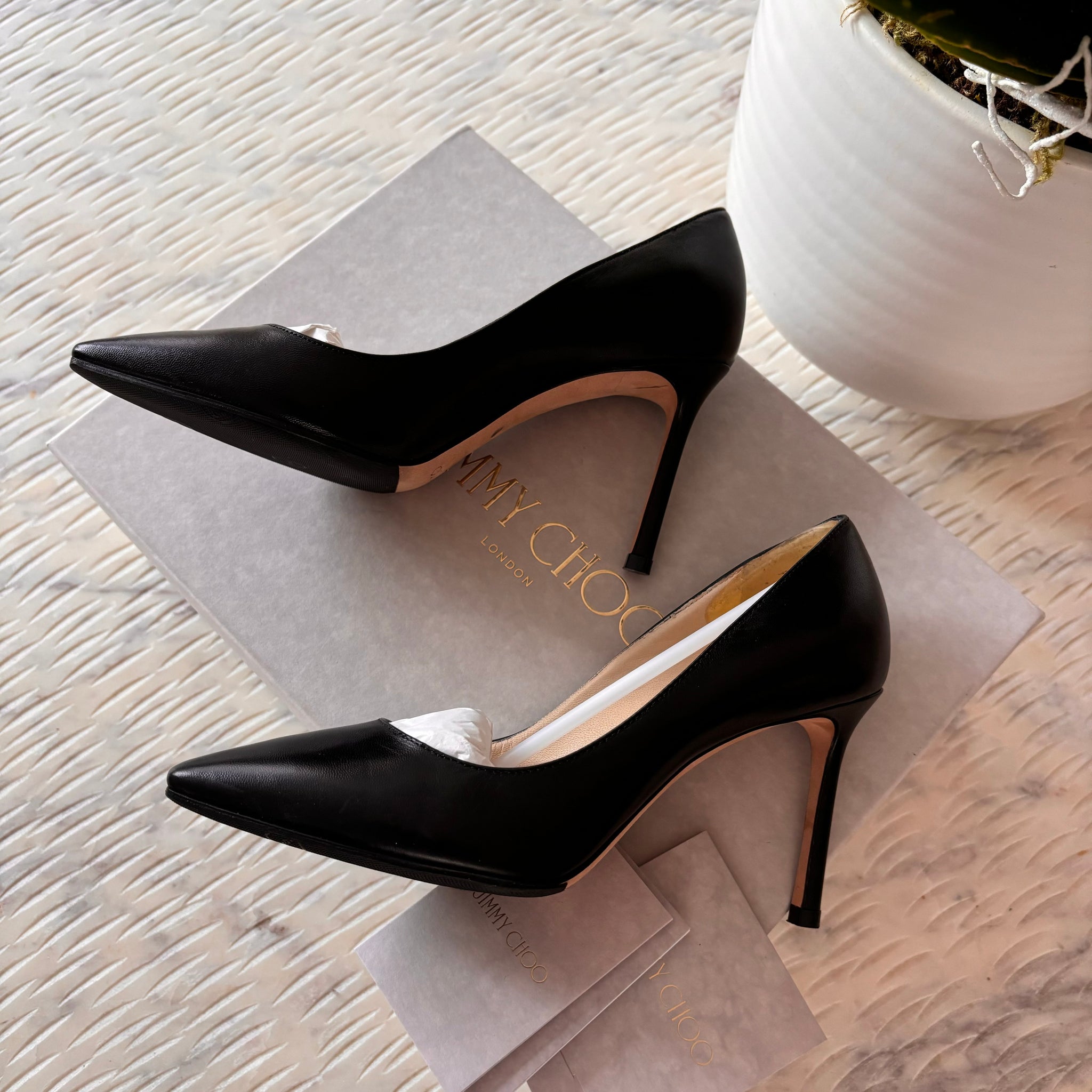 JIMMY CHOO ハイヒール サイズ34 Pre-owned Jimmy Choo Romy Black Heels Size 4.5 – Beccas Bags