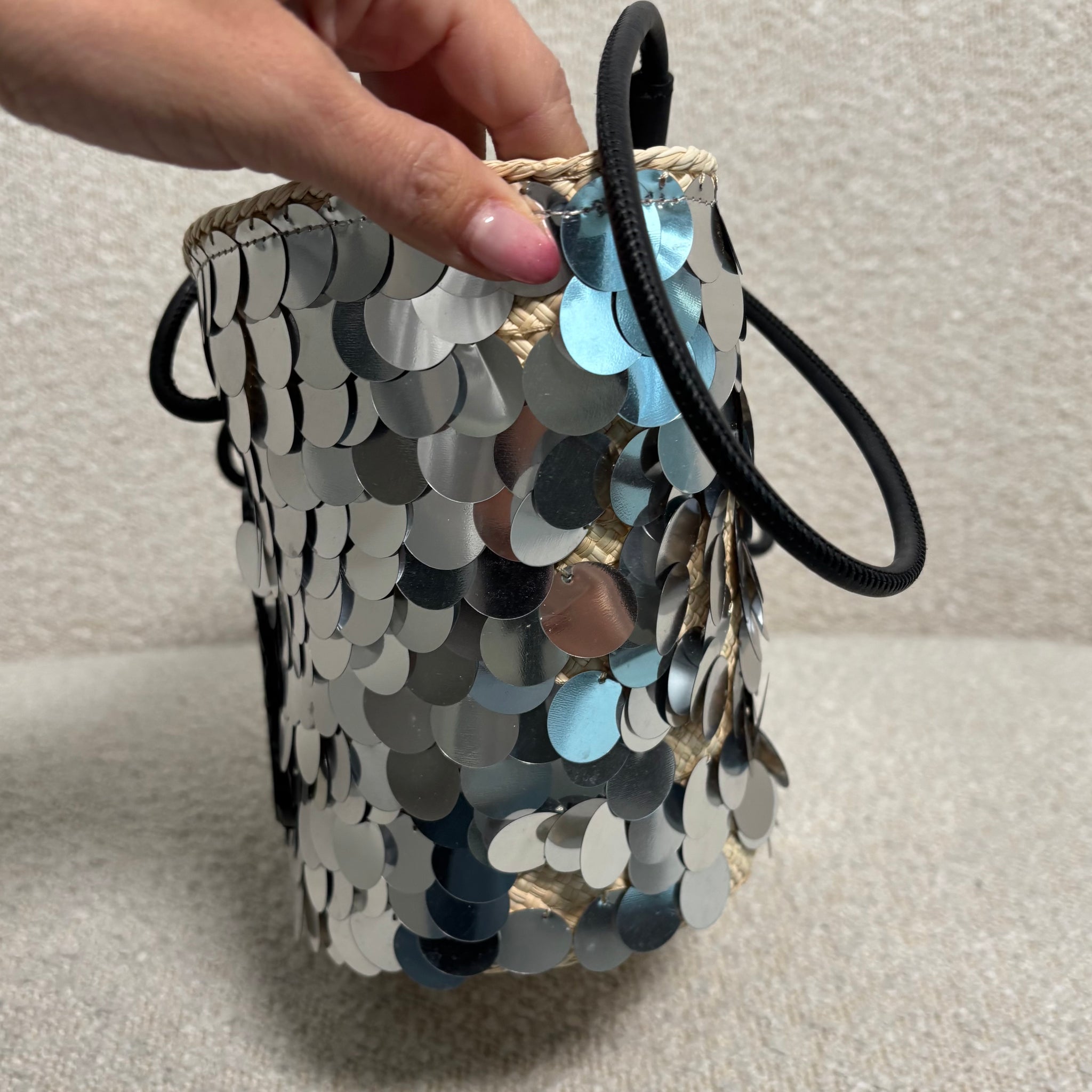 Pre-owned Loewe Paula's Ibiza Small Sequin Anagram Basket Bag