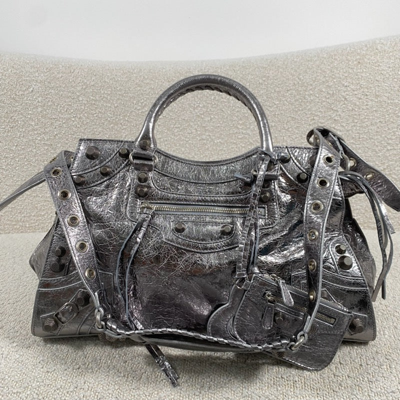 Pre-owned Balenciaga Small Neo Cagole City Bag Steel Grey – Beccas