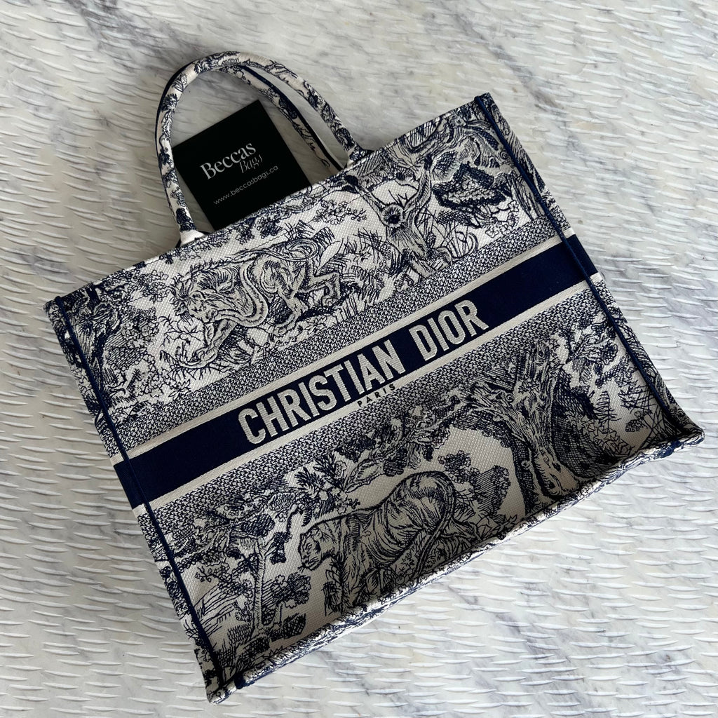 Christian Dior Book Toile de Jouy Canvas Tote Bag