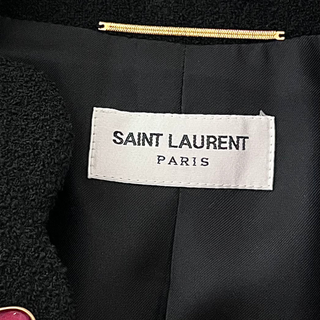 SAINT LAURENT Cropped wool-blend bouclé jacket