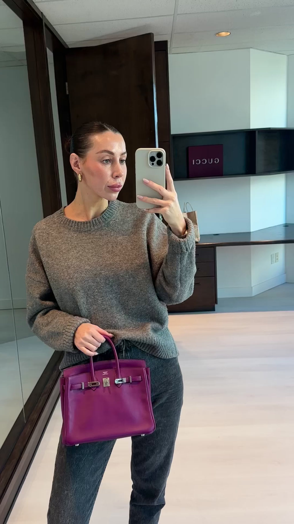 Pre-owned Hermes Birkin 25 Anemone Swift Palladium – Beccas Bags