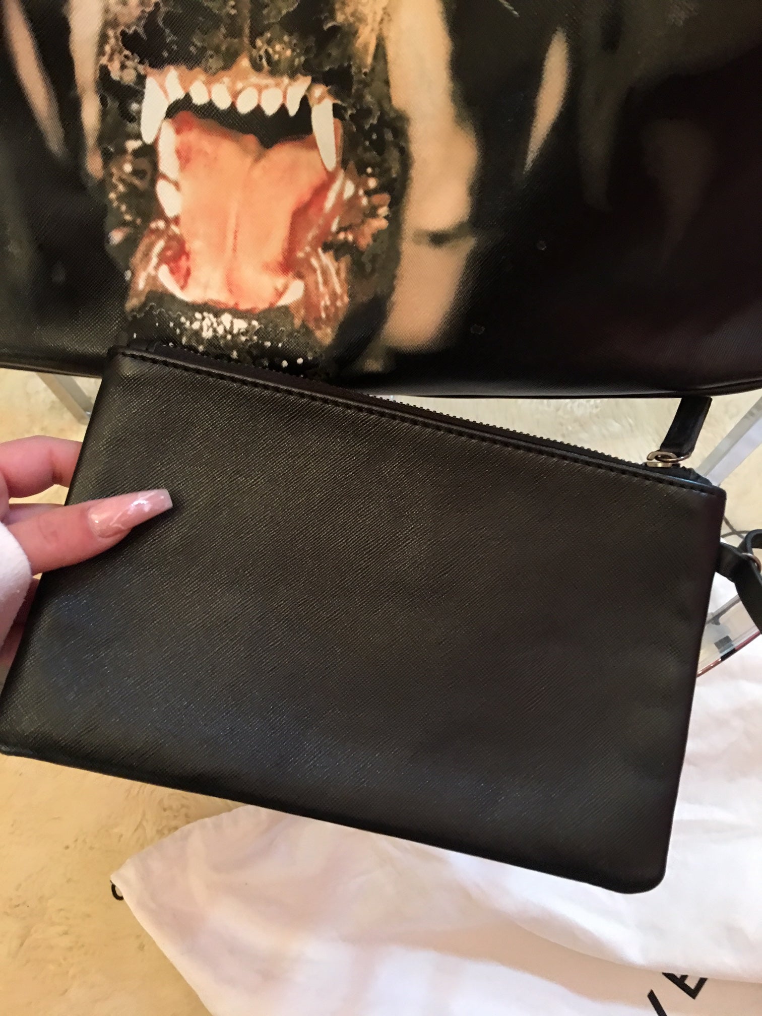Givenchy Antigona Rottweiler Leather Clutch Bag