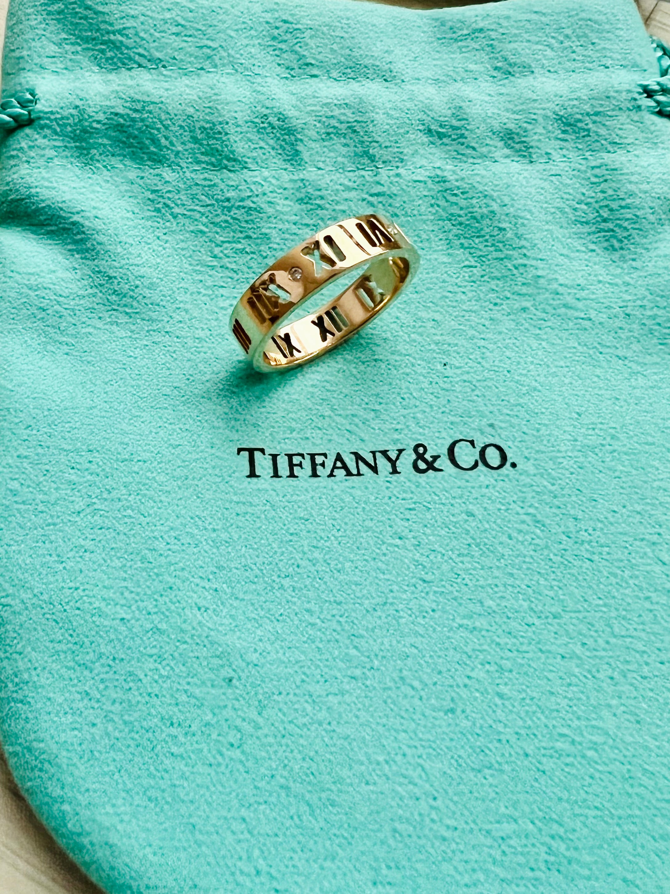 Tiffany & Co. Atlas 18K Rose Gold Narrow Ring with Diamonds Size 8.5  (Discontinued), Women's Fashion, Jewelry & Organisers, Rings on Carousell