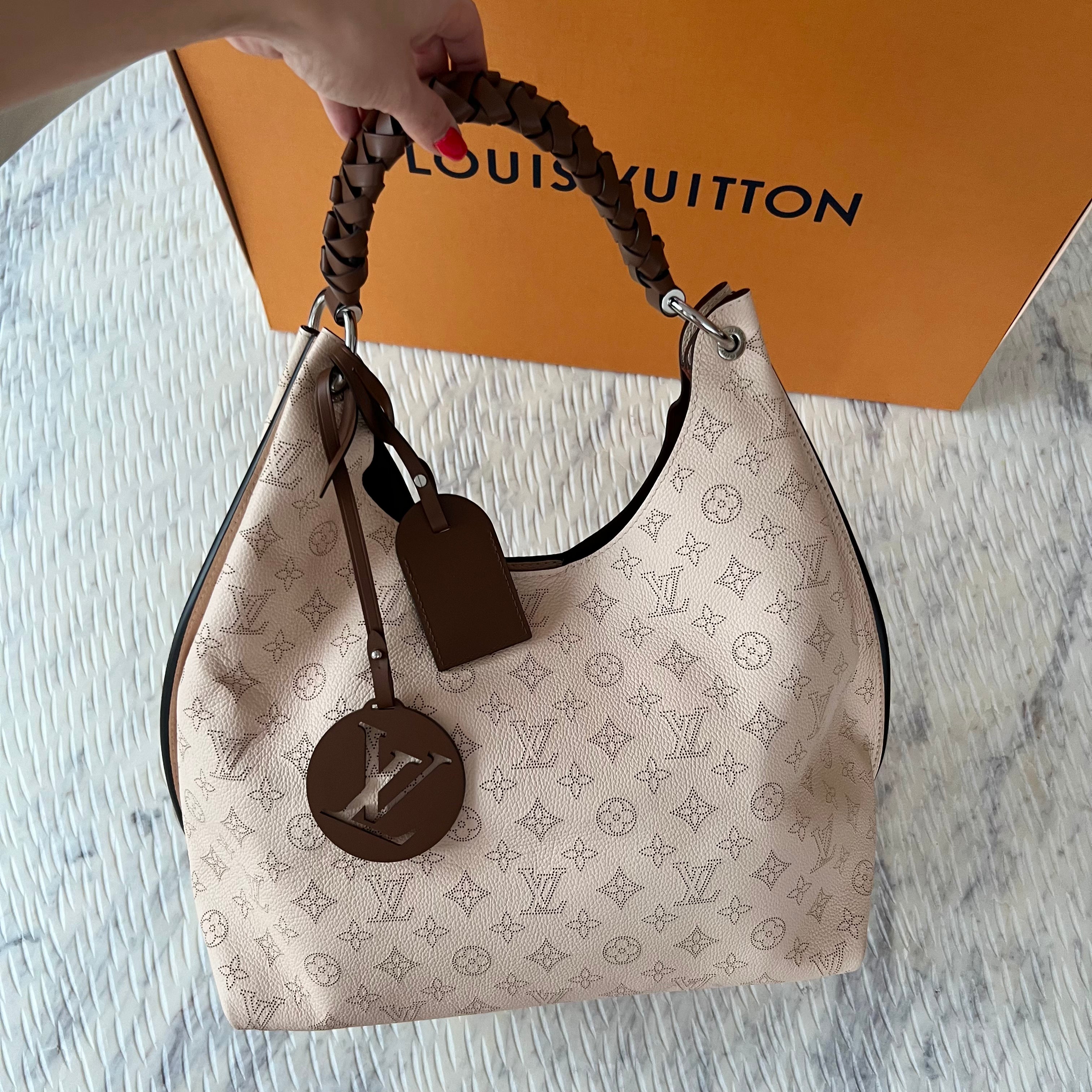 LOUIS VUITTON Carmel Mahina Leather Hobo Bag Creme