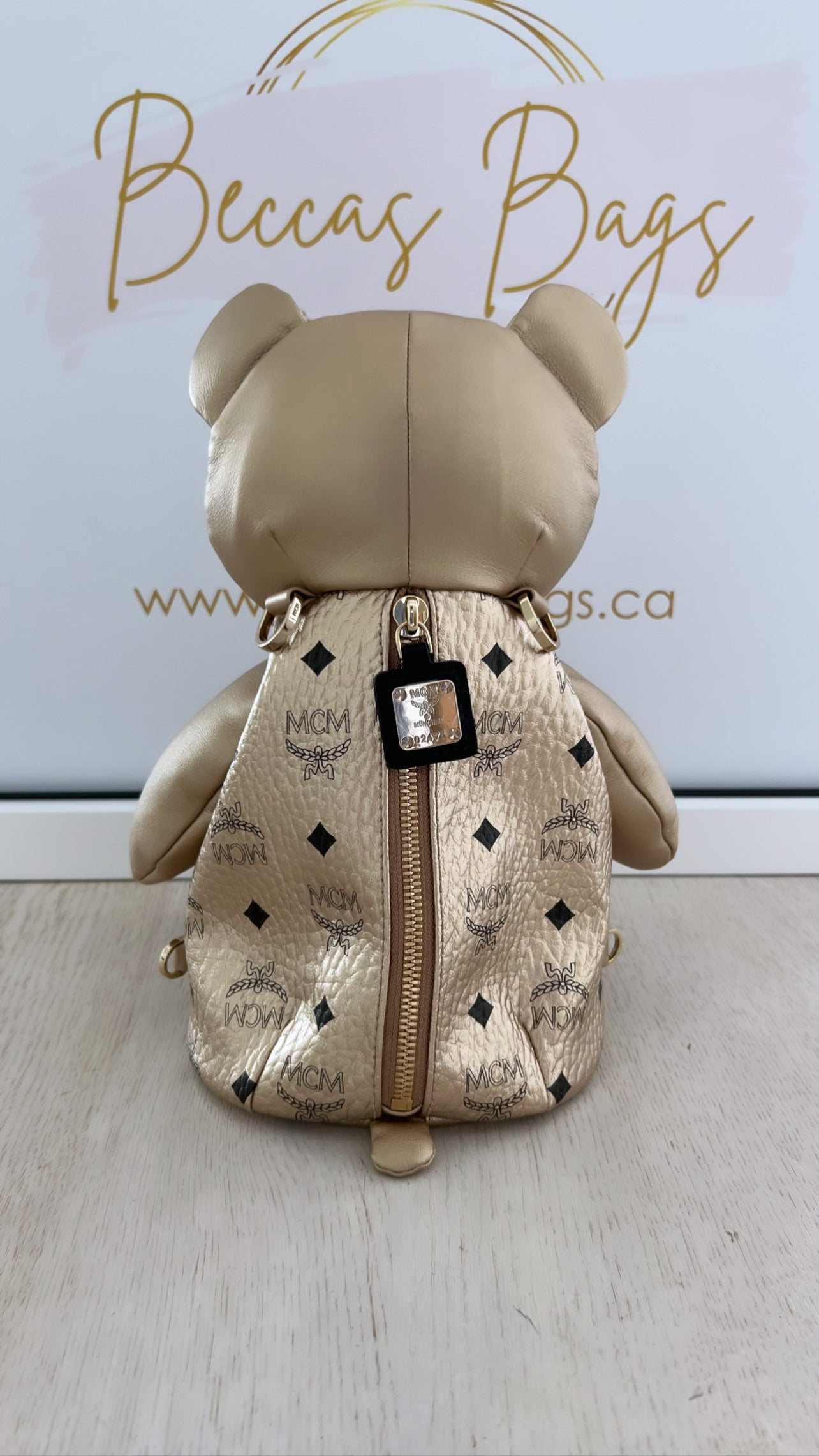 MCM Berlin Gold Zoo Teddy Bear Backpack Beccas Bags