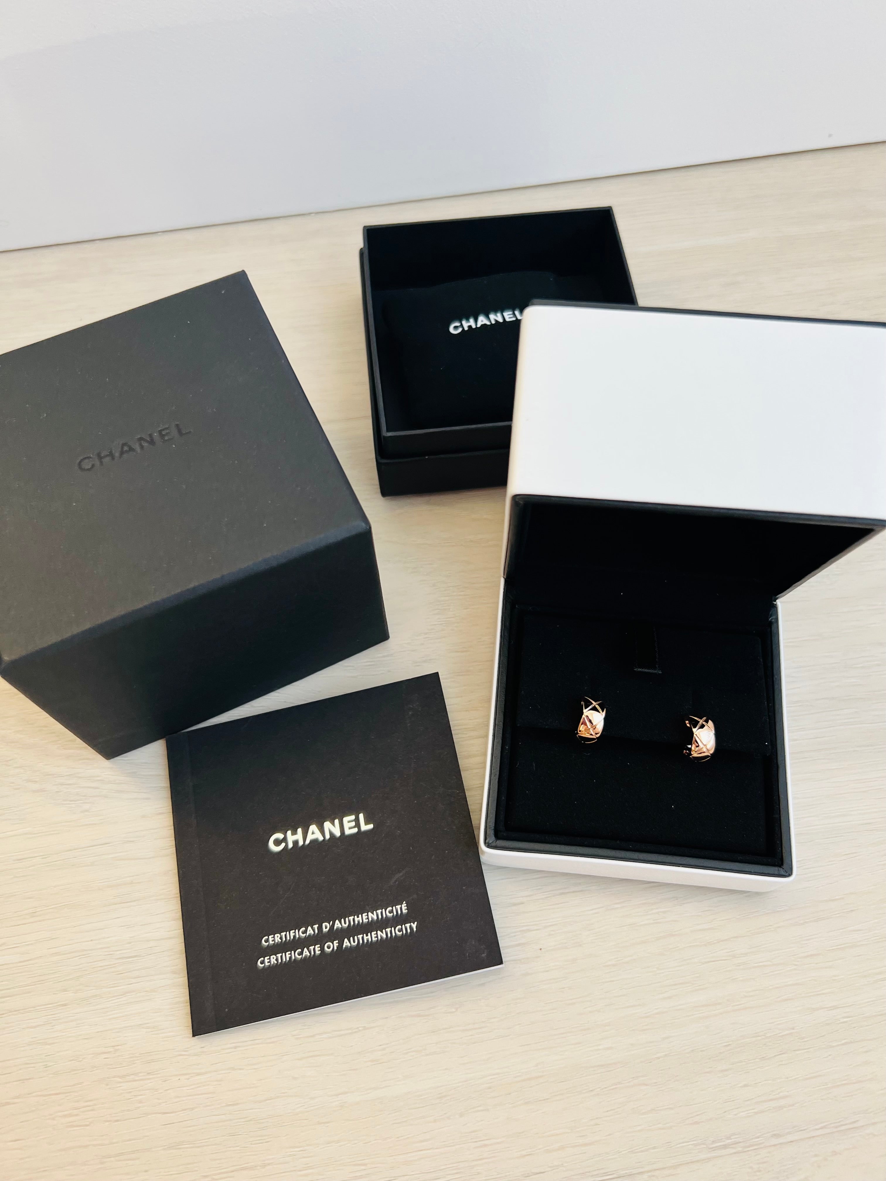 Chanel White Gold Diamond Coco Crush Hoop Earrings J11135  Rich Diamonds