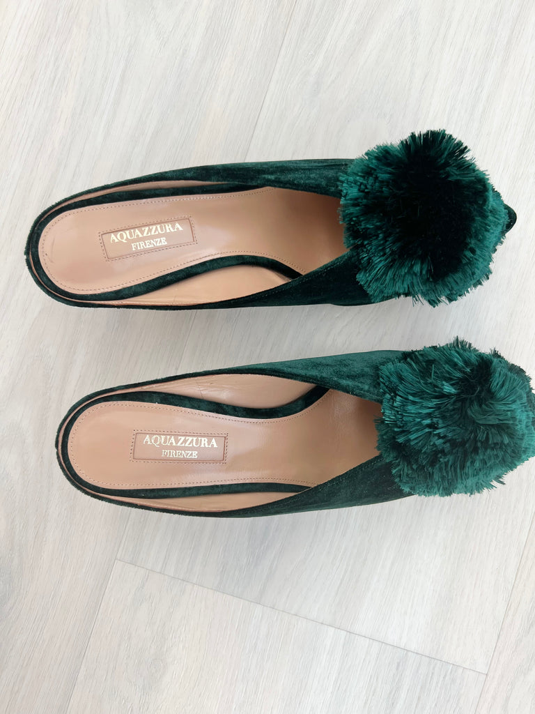 Aquazzura powder 2025 puff flats