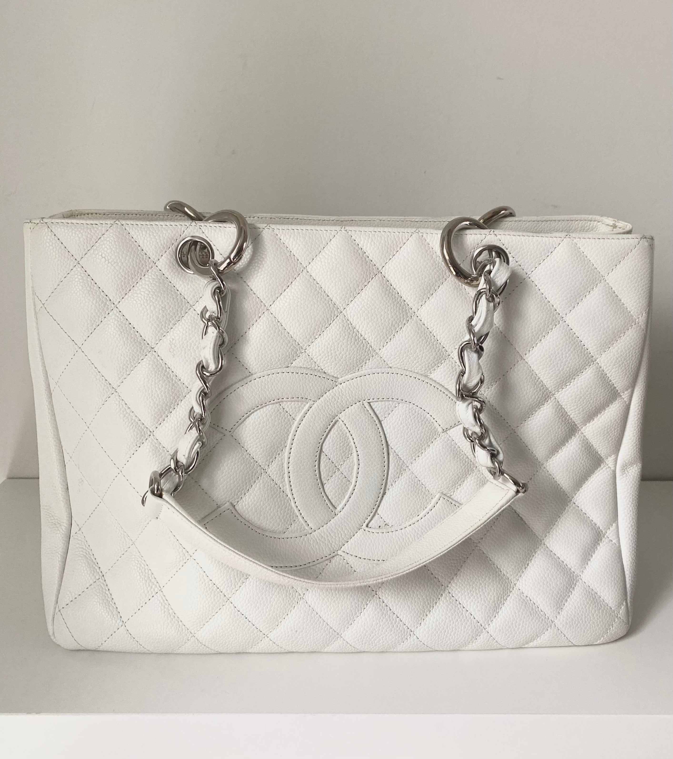 CHANEL Grand Shopping Tote (GST) Bag Black Caviar with Silver Hardware 2015  For Sale at 1stDibs