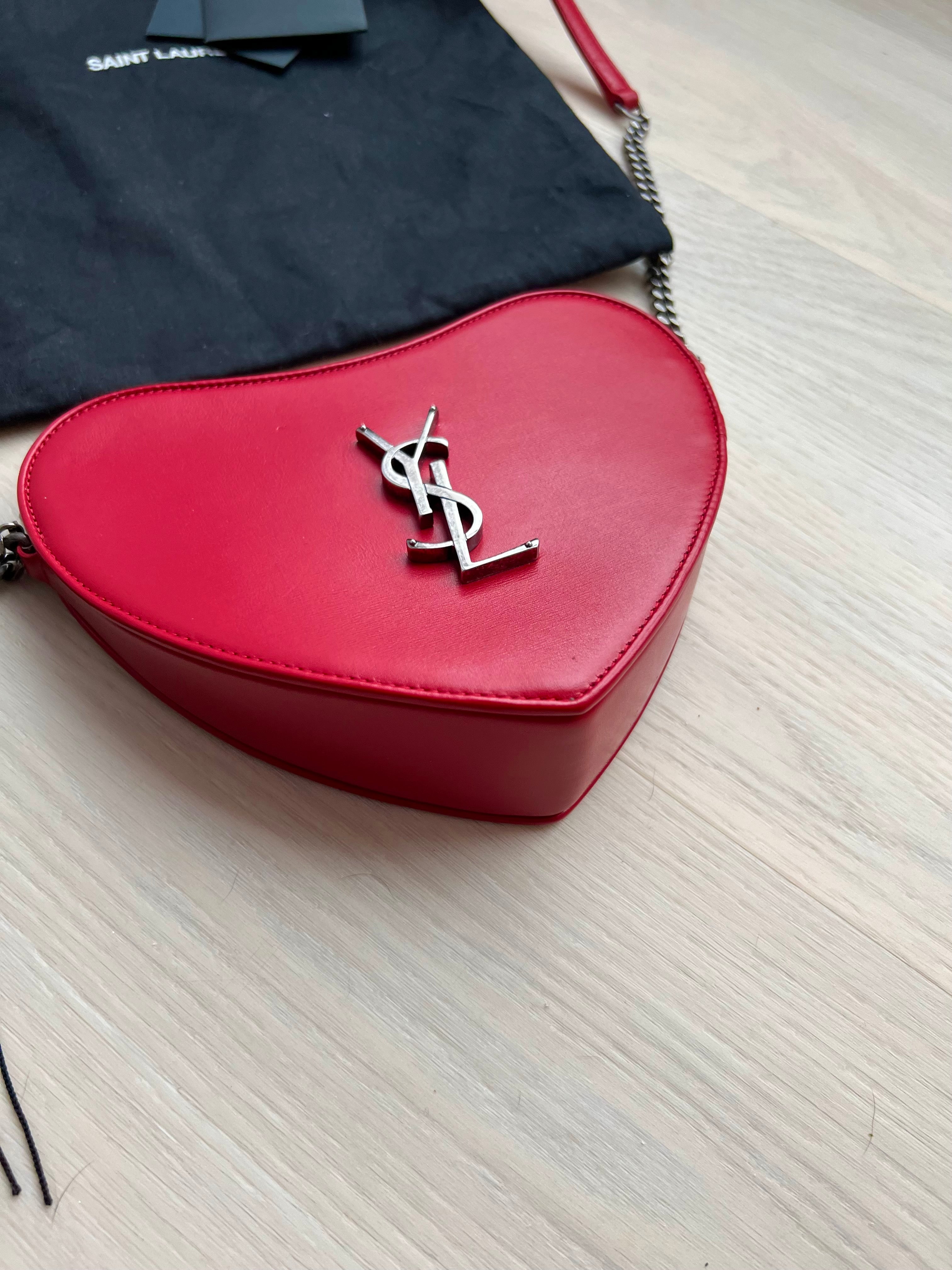 Saint Laurent Ysl Heart Bag in Red