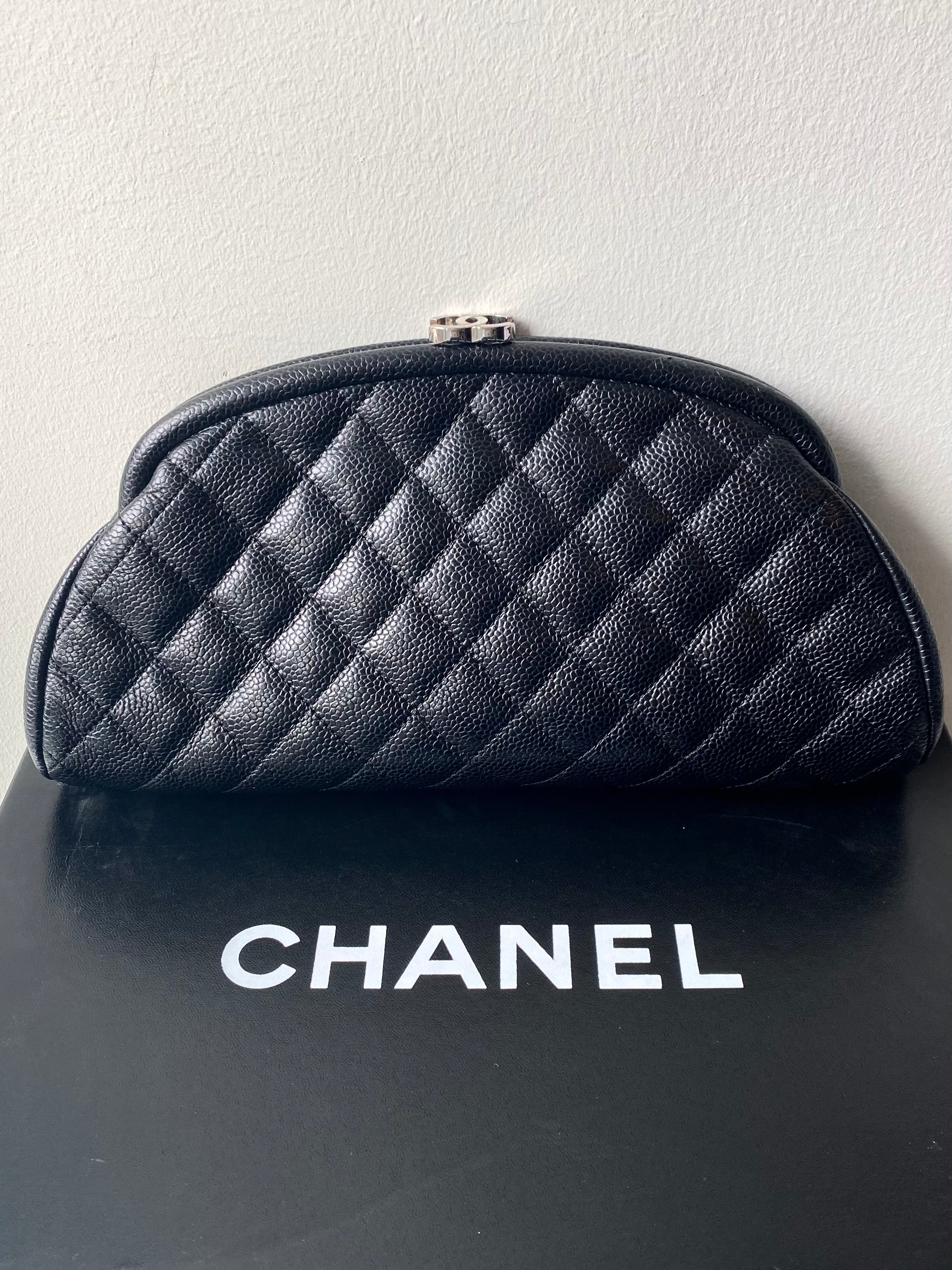 Chanel quilted caviar timeless clutch.