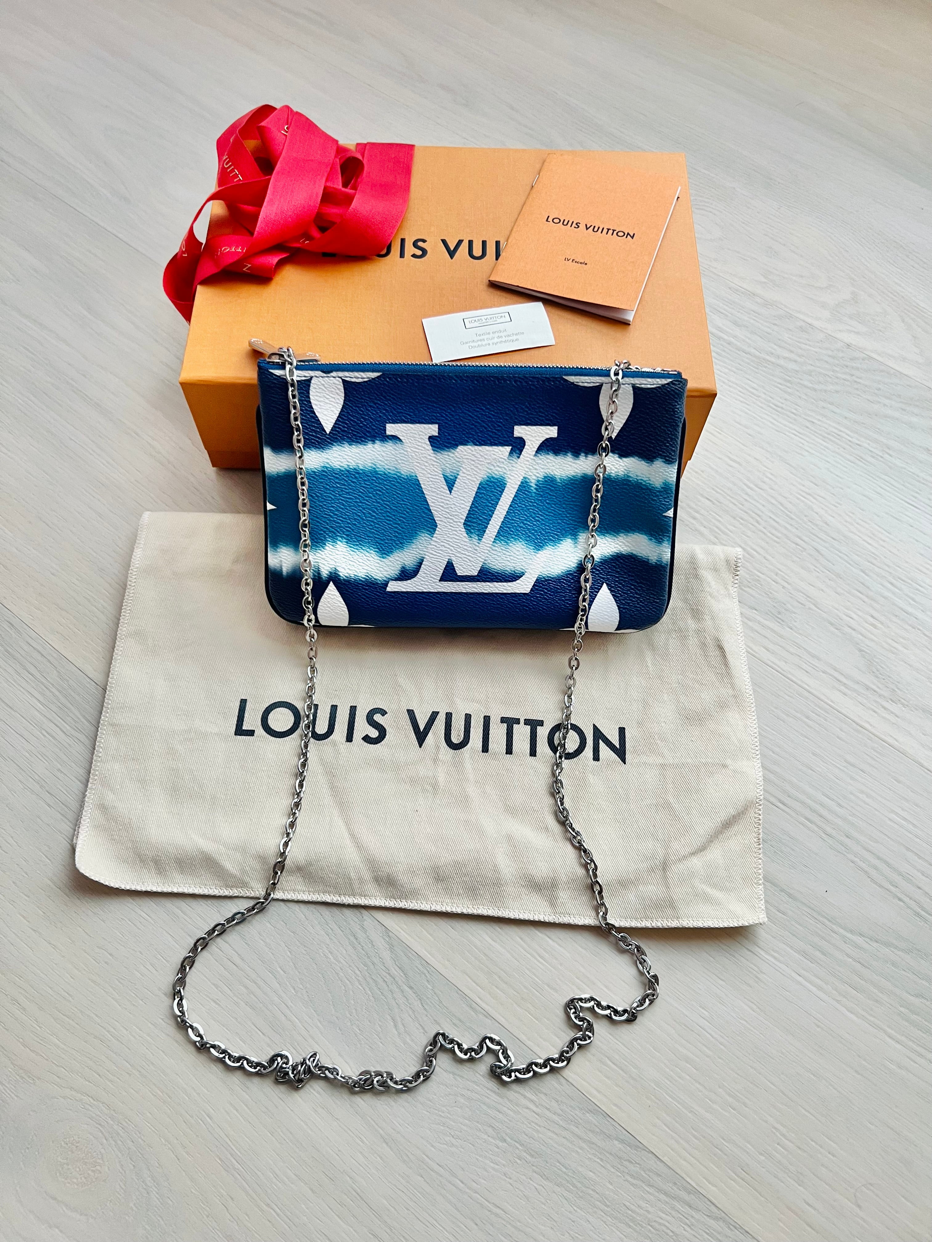 LOUIS VUITTON Monogram Giant Double Zip Pochette Rouge | FASHIONPHILE
