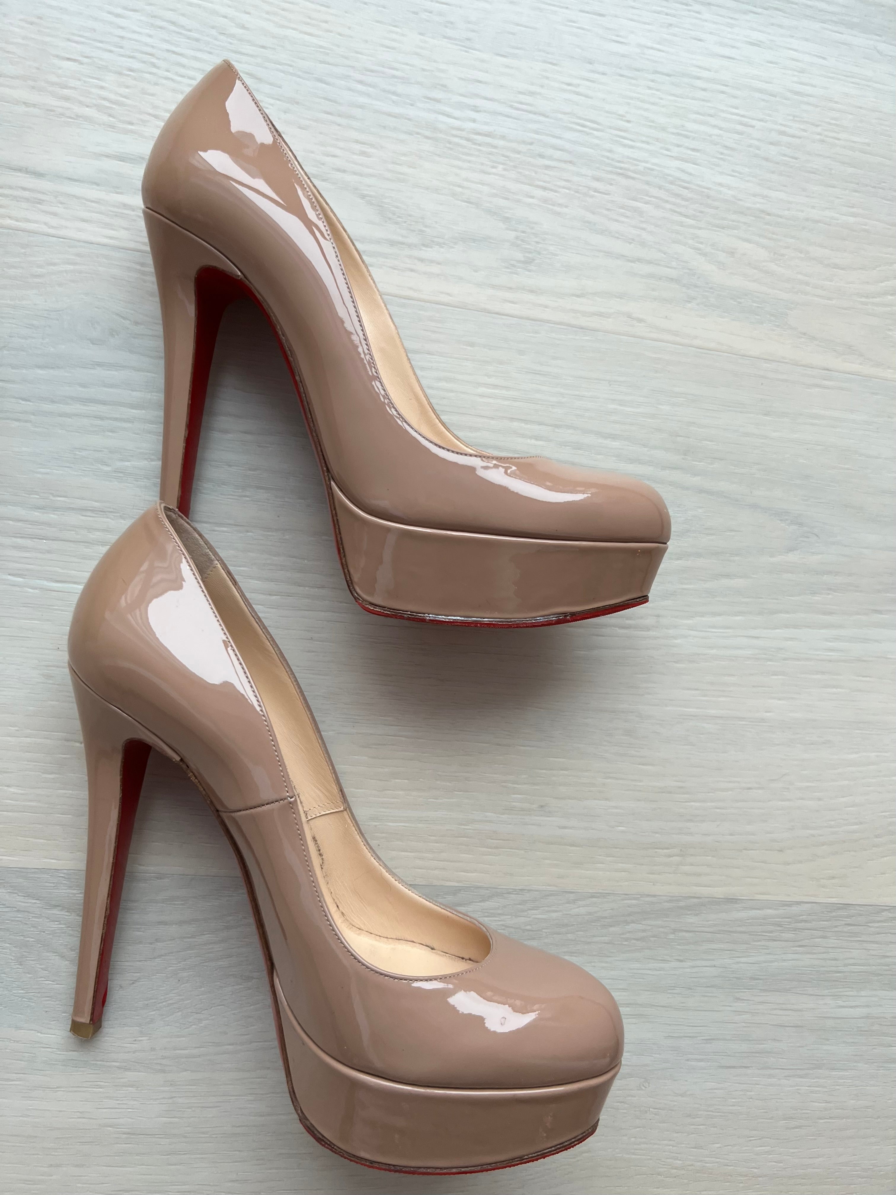 Louis Vuitton, Shoes, Christian Louboutin Nude Patent Bianca Heels