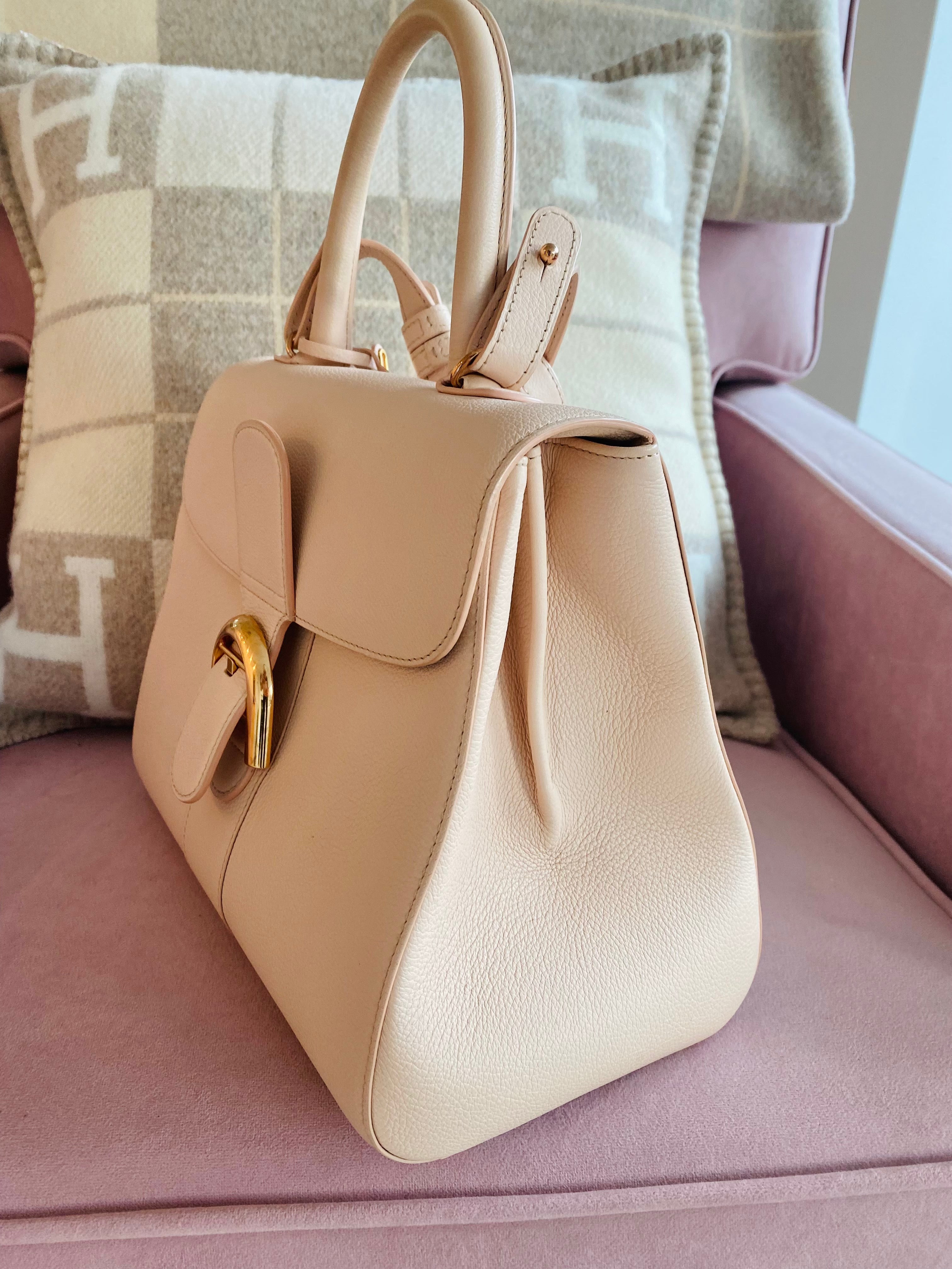 Auth DELVAUX Brillant MM - Cream Multi Leather Women's Handbag