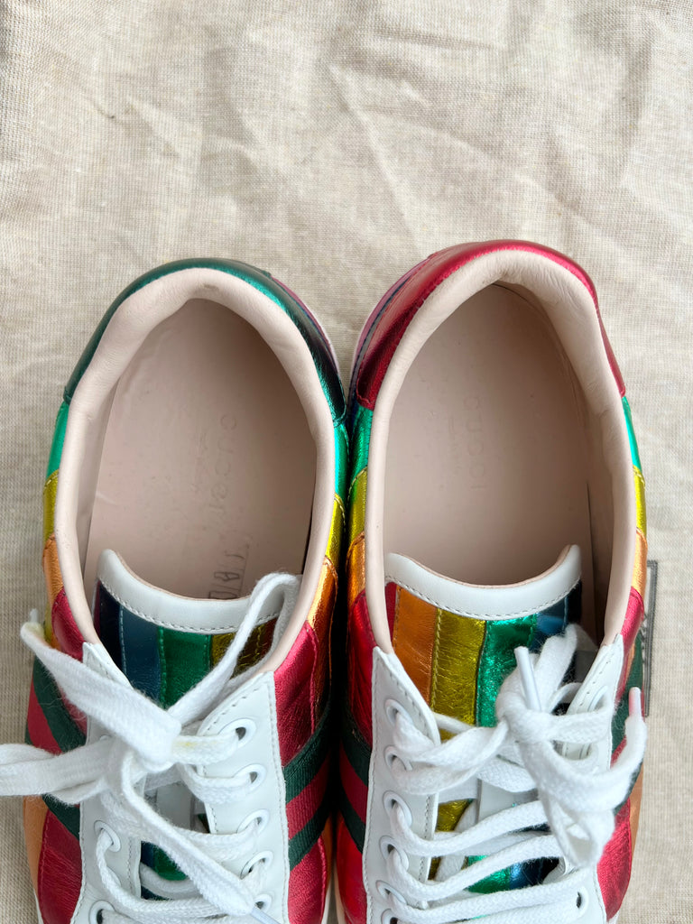 Gucci metallic rainbow sneakers sales