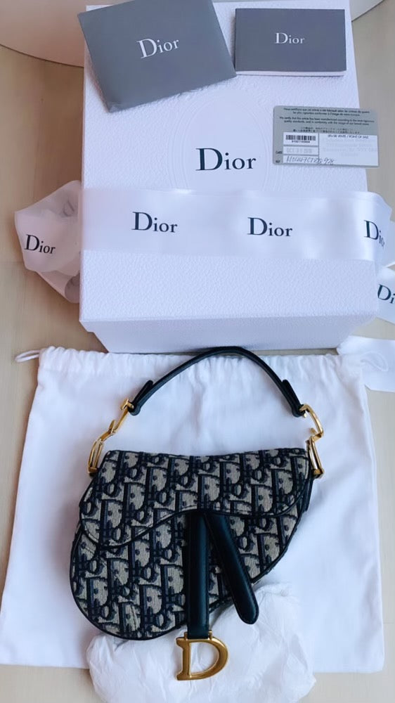 Christian Dior Oblique Mini Saddle Bag Blue
